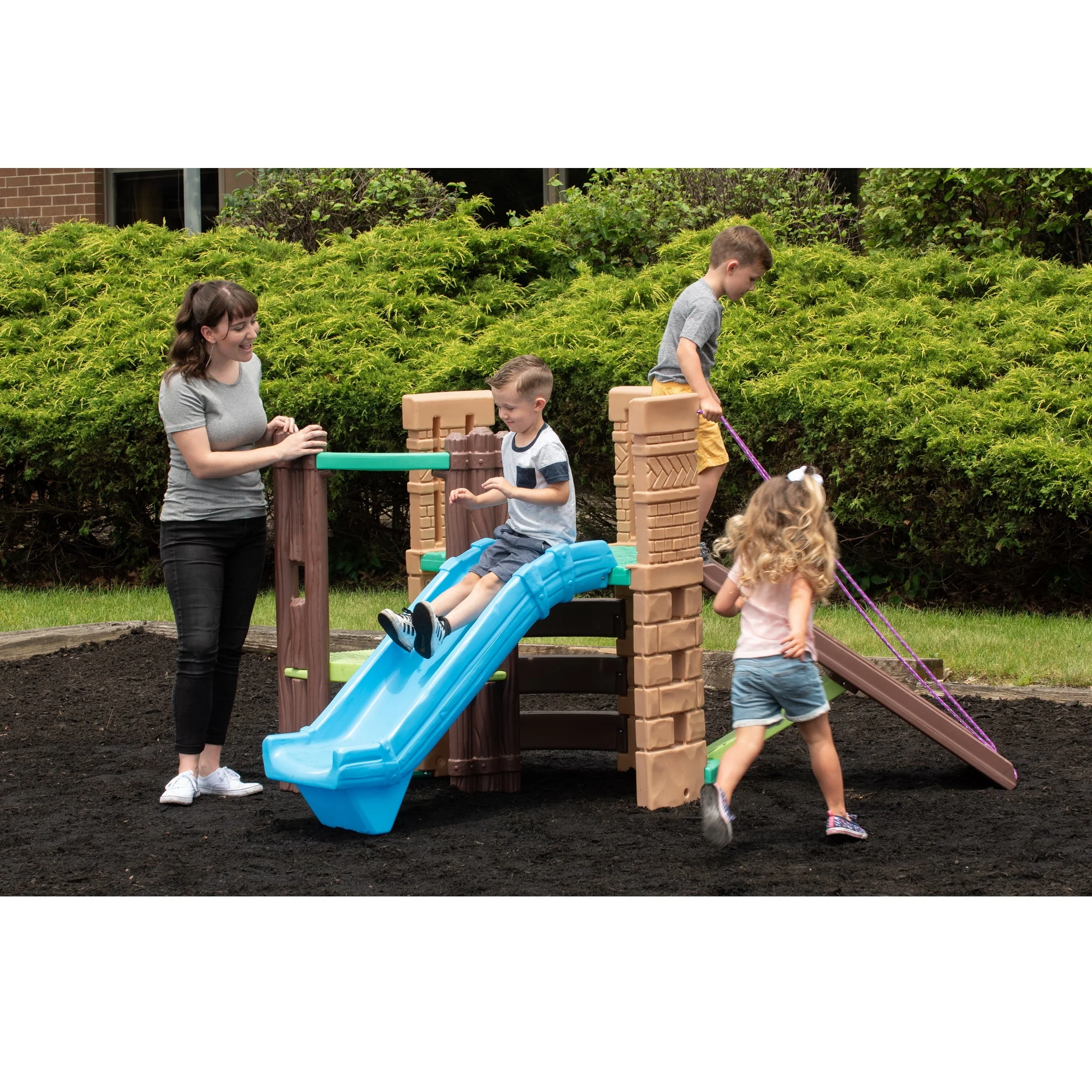 Little Tikes 2 in 1 Castle Playground Climber and Slide with Ladder and Plank, Fits Up to 3 Kids, Indoor and Outdoor Backyard Playground Set, Multicolor For Toddlers Boys Girls Ages 3 4 5+ Image 8