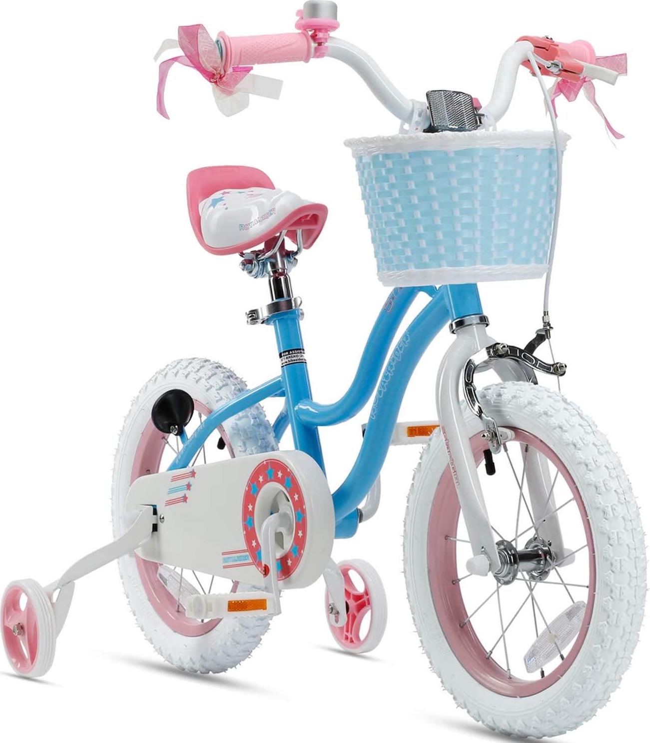 Royalbaby Girls Kids Bike Star Girl 16 In. Bicycle Basket Training Wheels Kickstand Blue Child - S Cycle