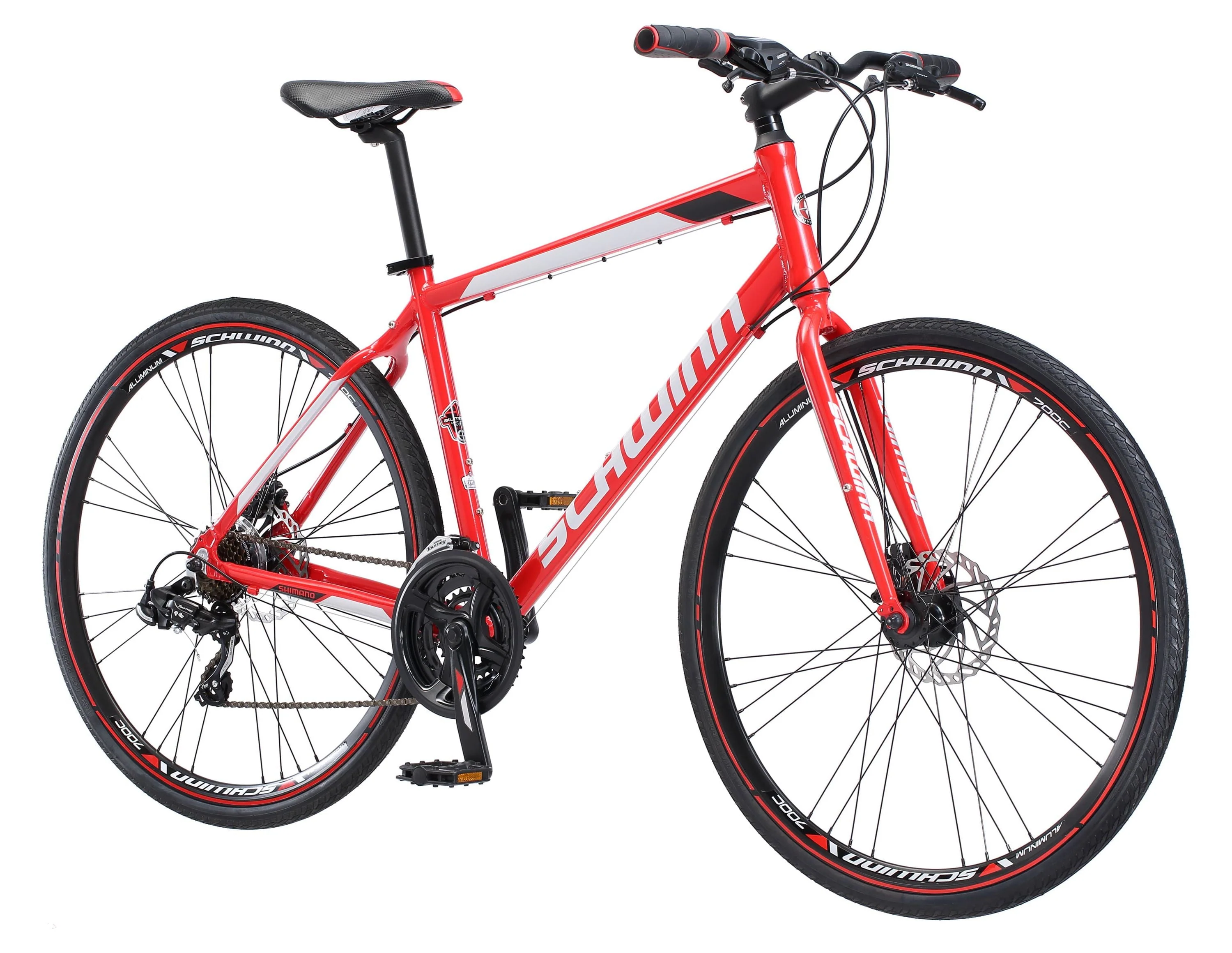 Kempo Hybrid Bike, 700c Wheels, 21 Speeds, Mens Frame, Red - Image 3