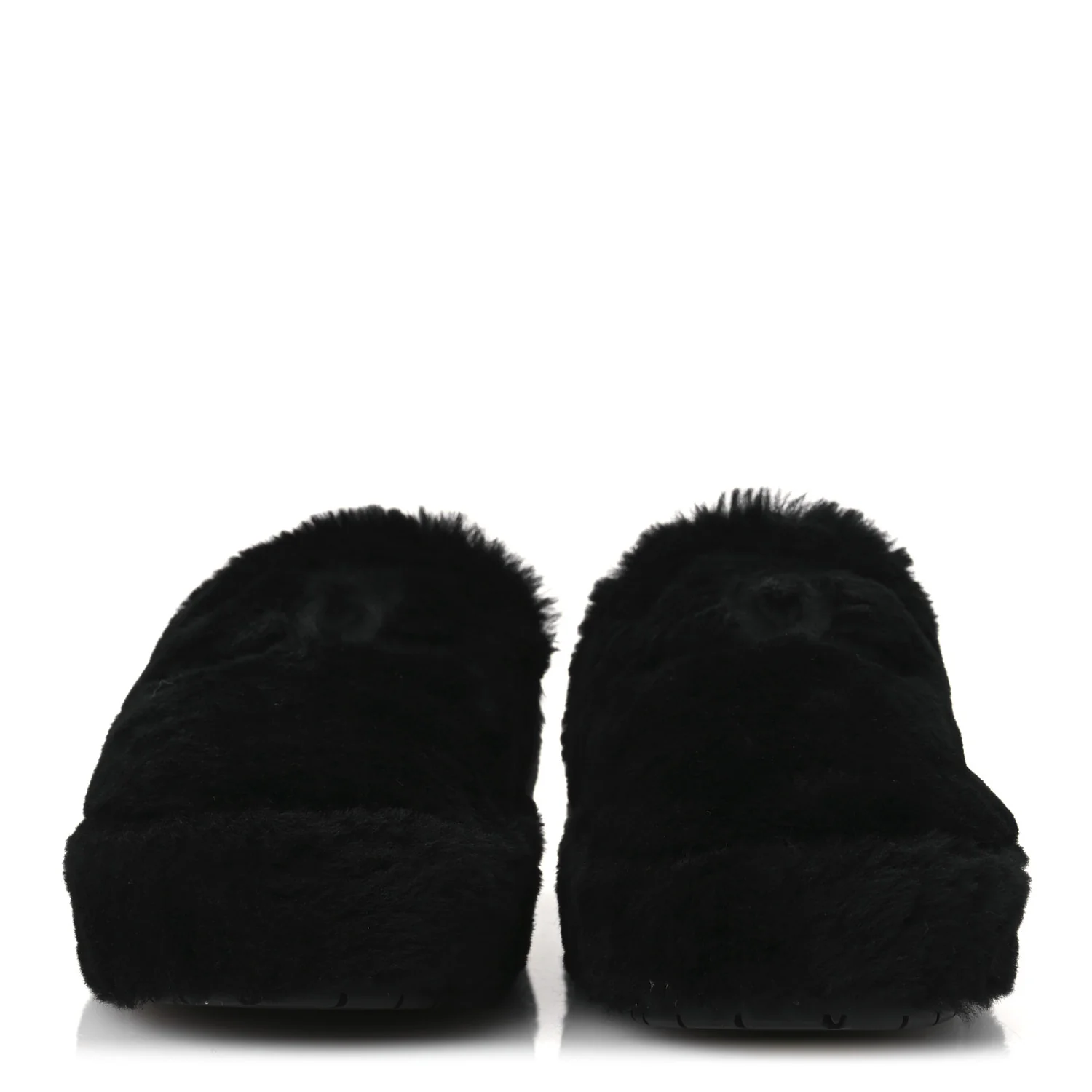 Shearling CC Flat Mules 40 Black