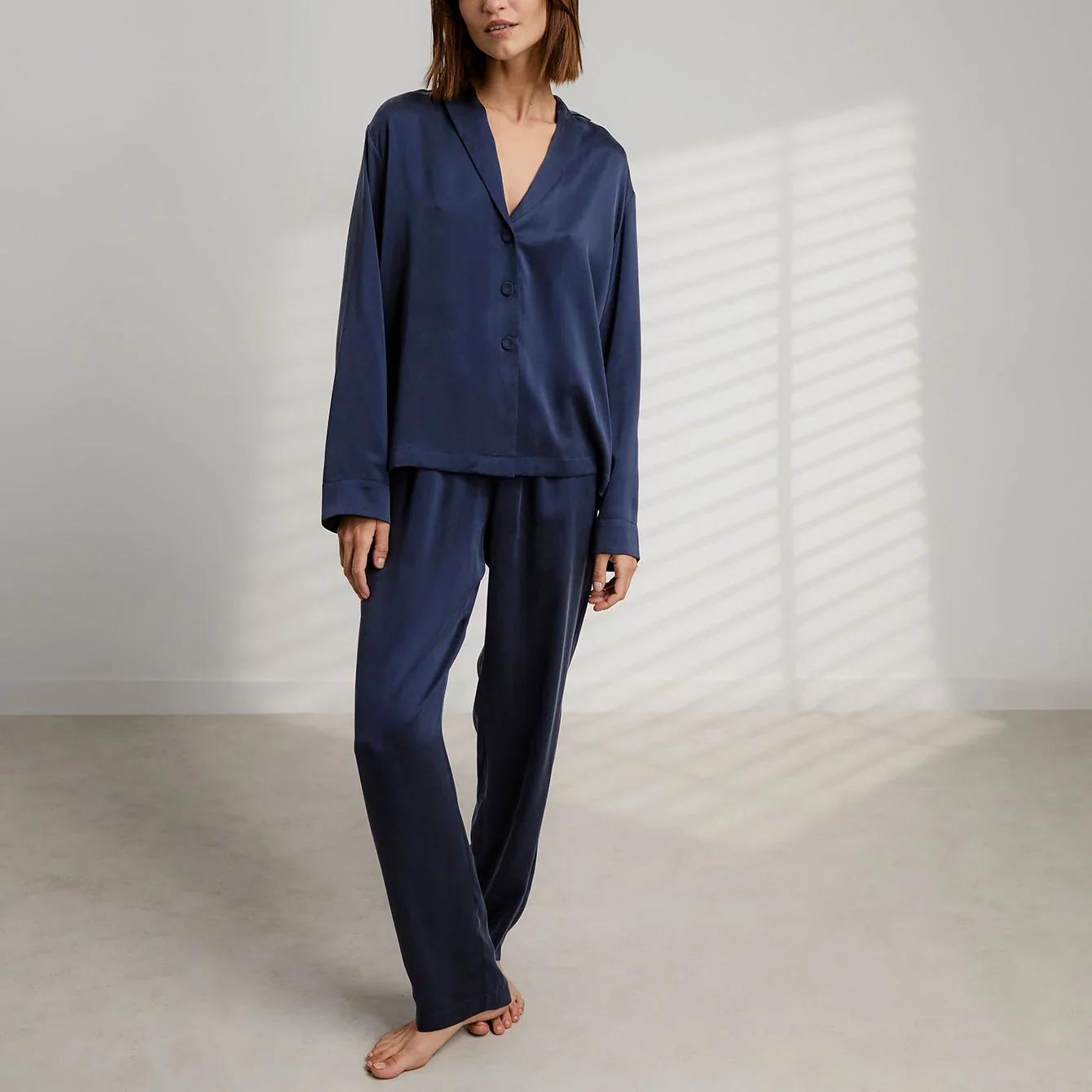 Washable Silk Long Sleeve Pant Set