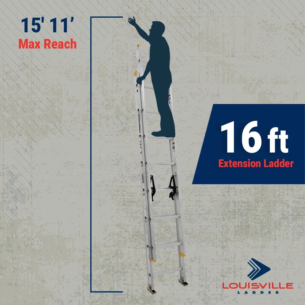 16 Foot Aluminum Extension Ladder, 250 Pound Load Capacity, Type I, AE3216 Image 6