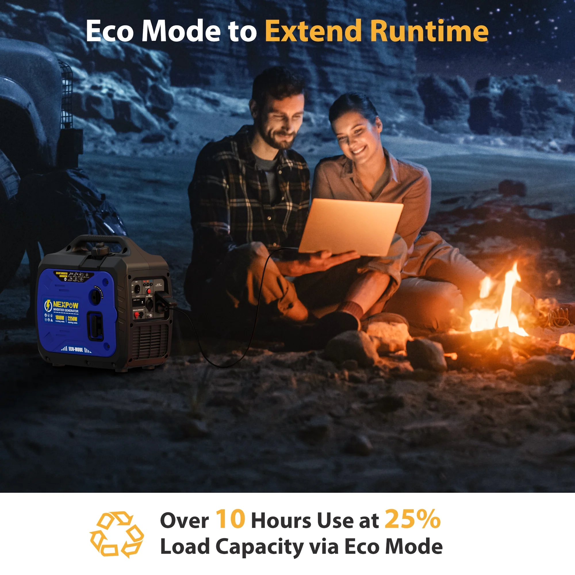 2250W Portable Inverter Generator, Gasoline Power Quiet Lightweight for Backup Home Camping, Eco-Mode Feature, Parallel Capability, EPA Compliant(2250 W) - Image 7