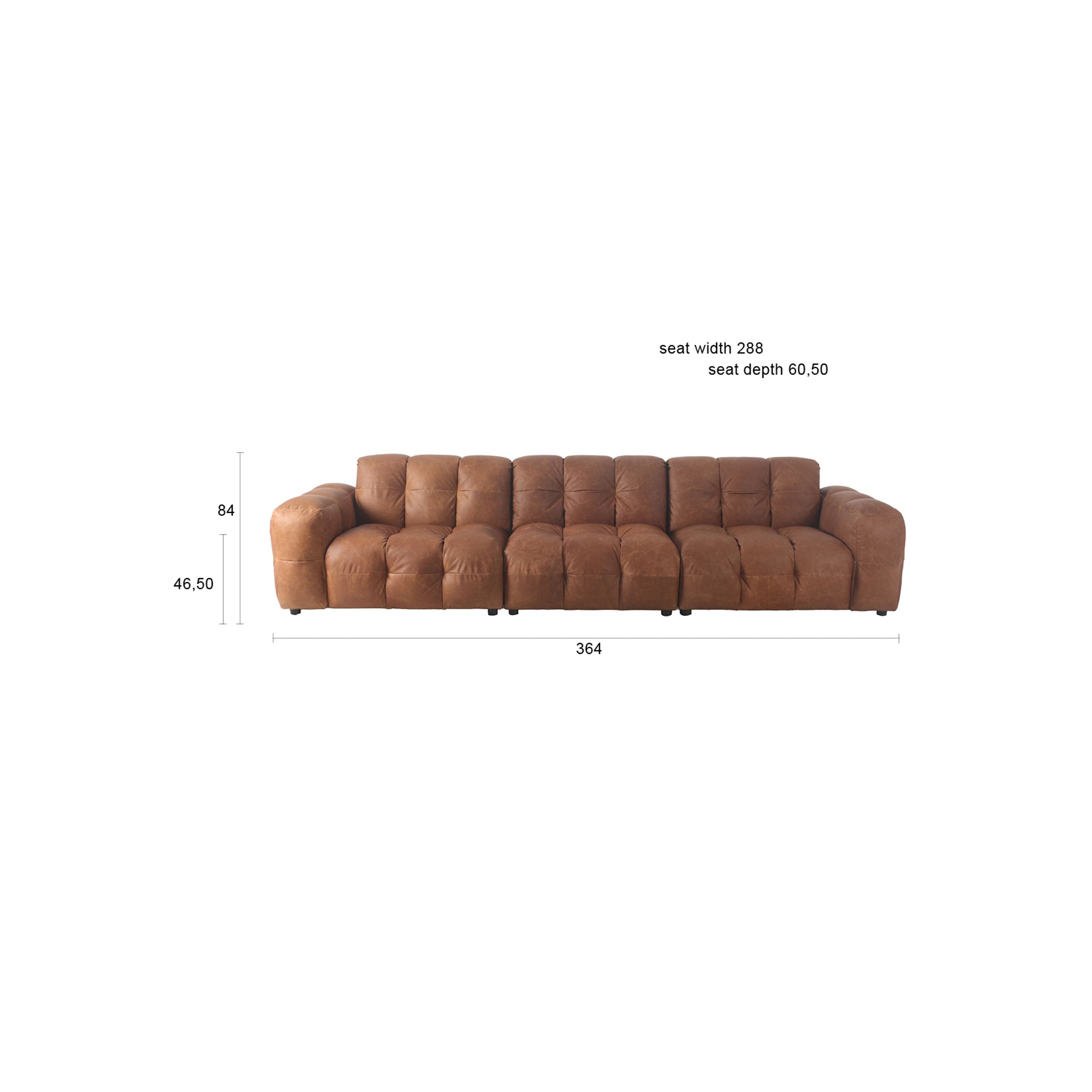 Dutchbone Hackman 4,5-zitsbank Leer Cognac Bruin