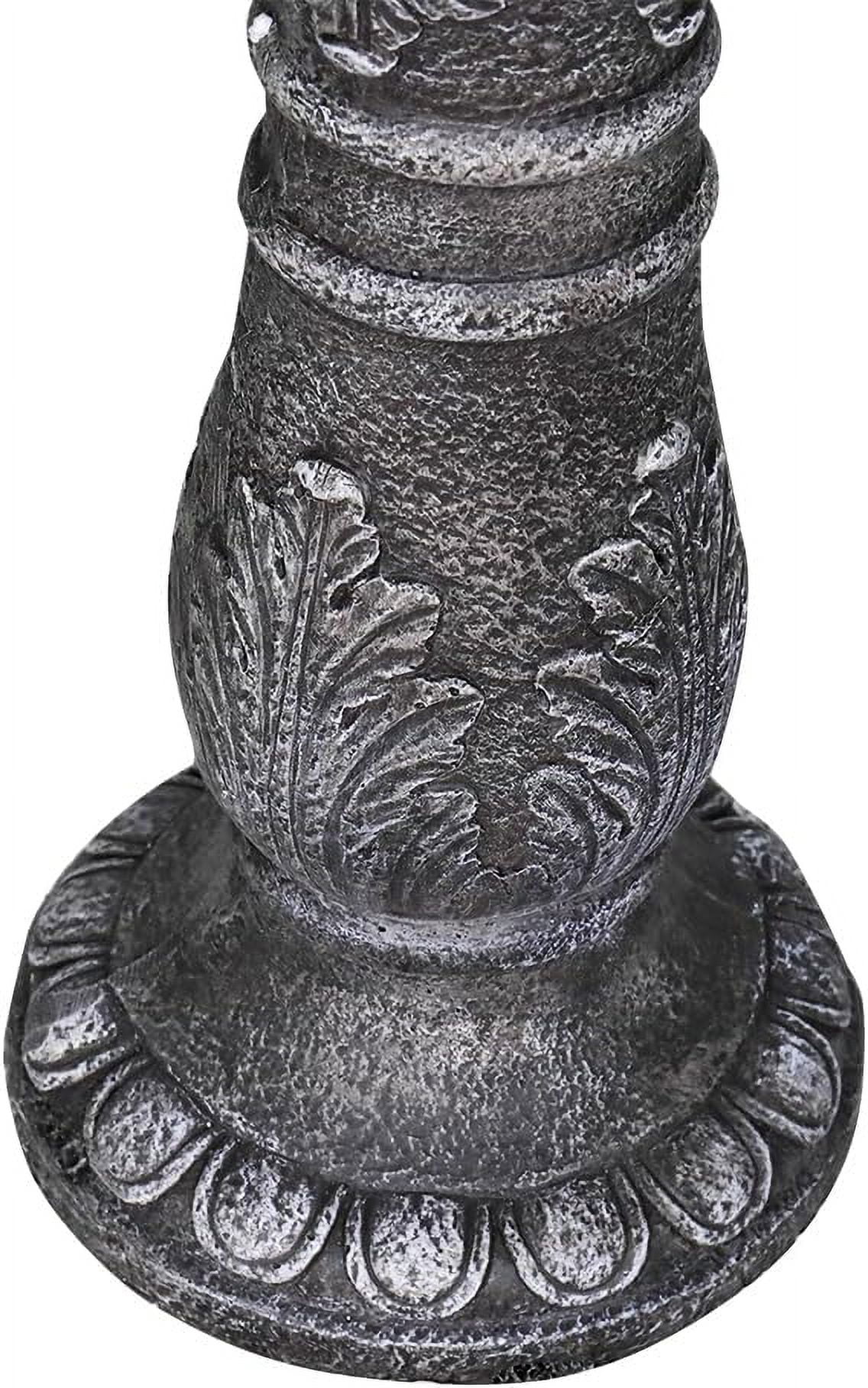 24.4" H Cement Bird Bath for Garden - Fibre Reinforced Concrete Bird Baths for Outdoors, Large Size Vintage Carved Pedestal Birdbath for Patio, Yard, Lawn - 20dia. X 24.4H Bird Fountain