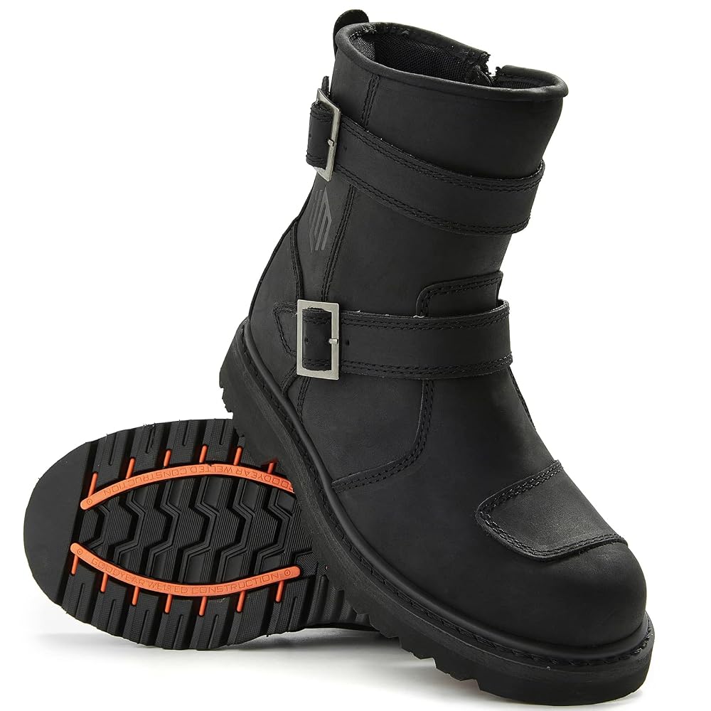 ILM Leather Motorcycle Boots with Side Zipper M1005