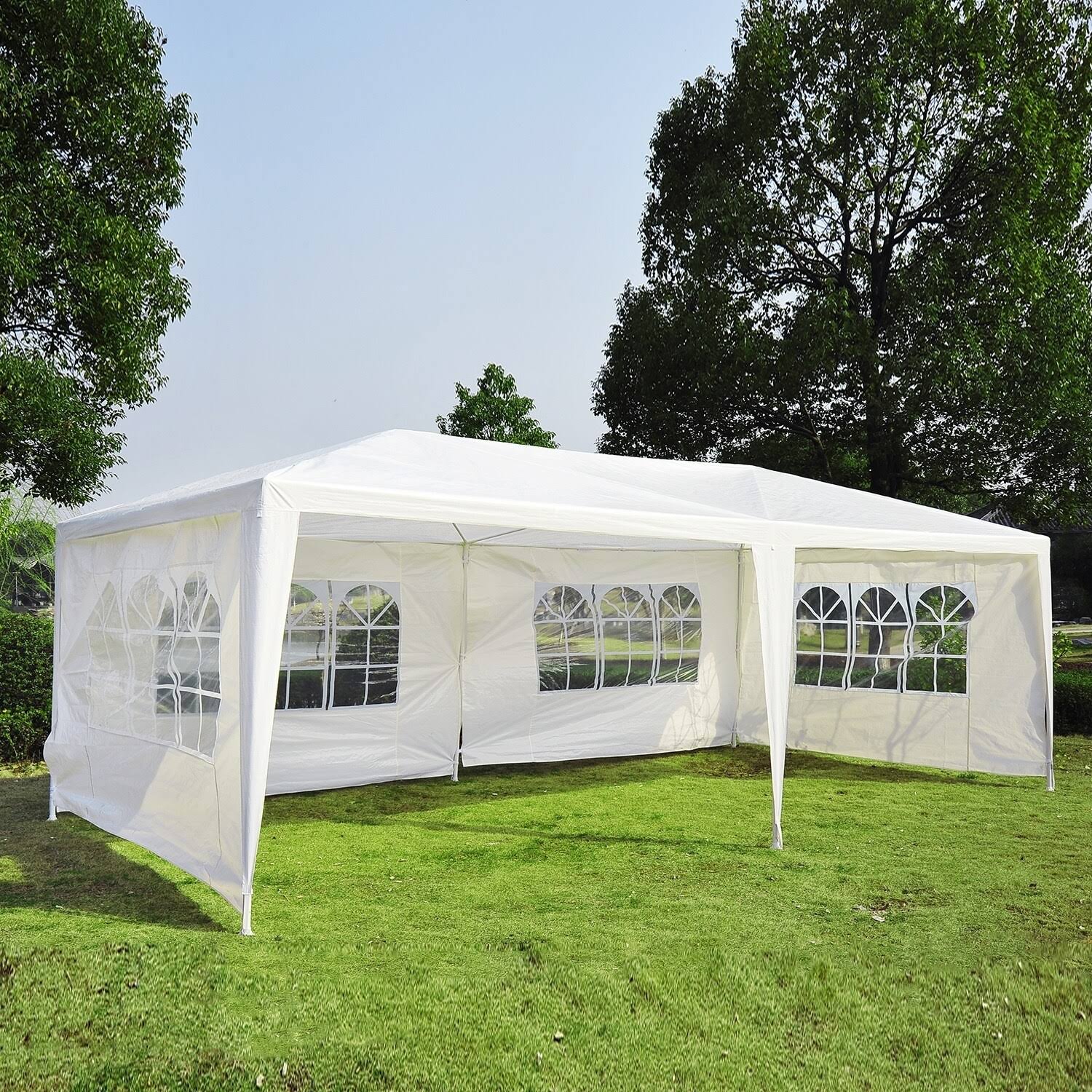Outsunny Gazebo Canopy Tent with 4 Removable Window Side Walls - White