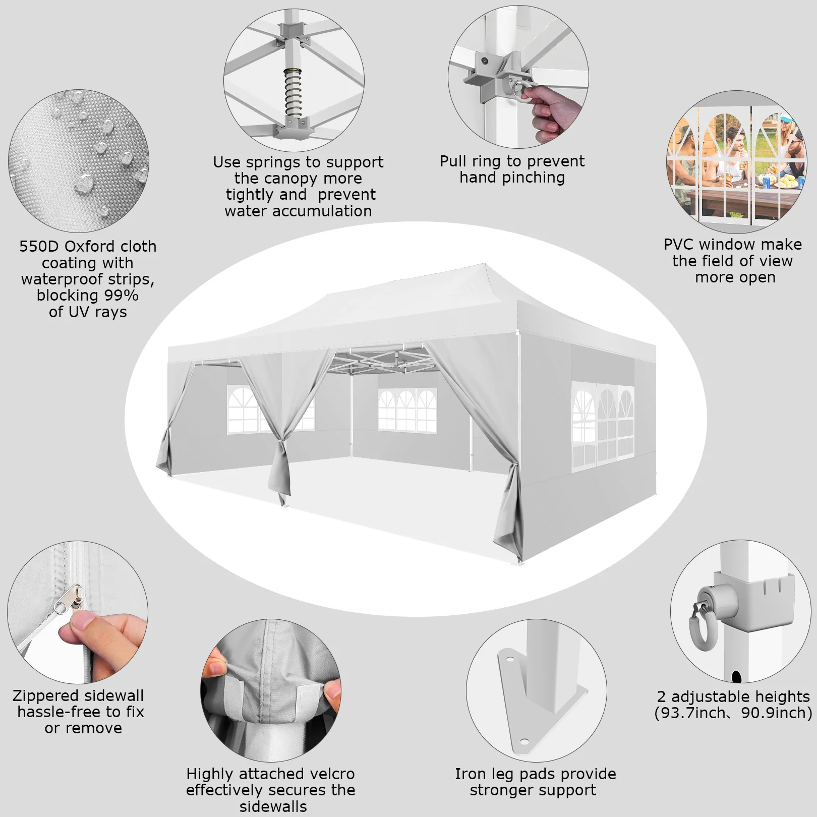 COBIZI 13x26 Heavy Duty Commercial Canopy Tent, Easy Pop up Party Tent Gazebo, Outdoor Portable Party Canopy, Extra - Large Size Space for Outside Wedding Gathering Activities, Waterproof&UPF 50+, White