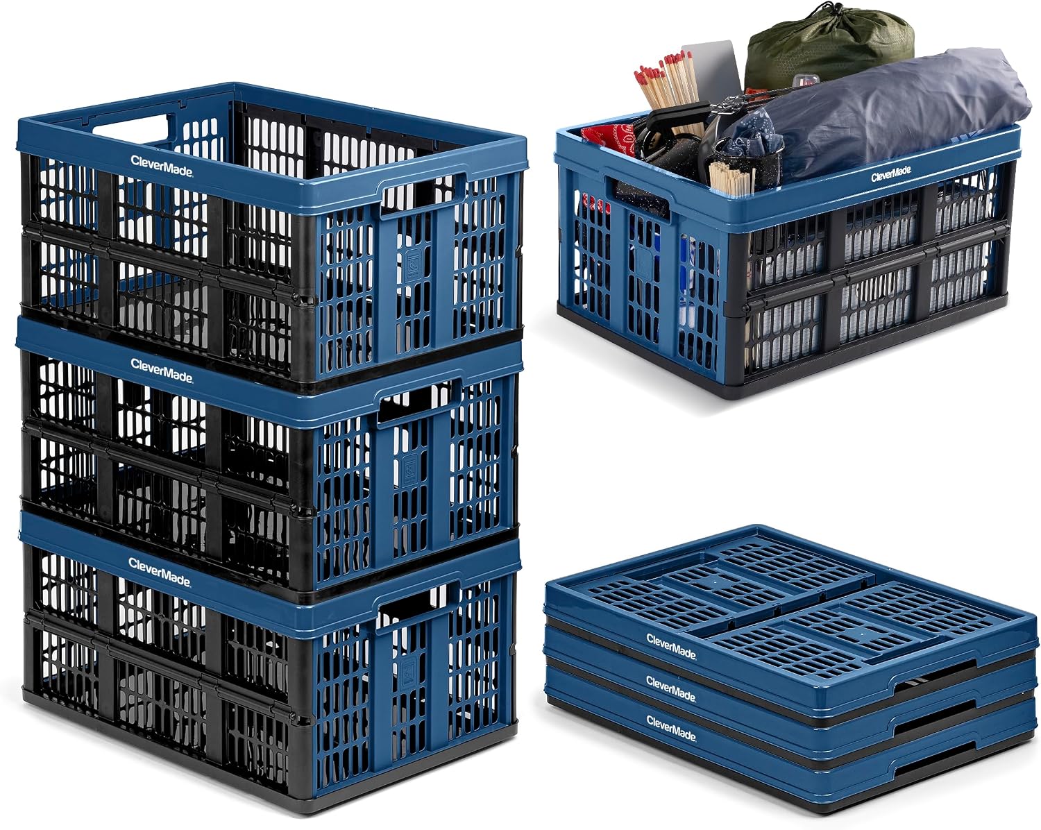 CleverMade Collapsible Utility Crate (100% Recycled) - 45L - Obsidian