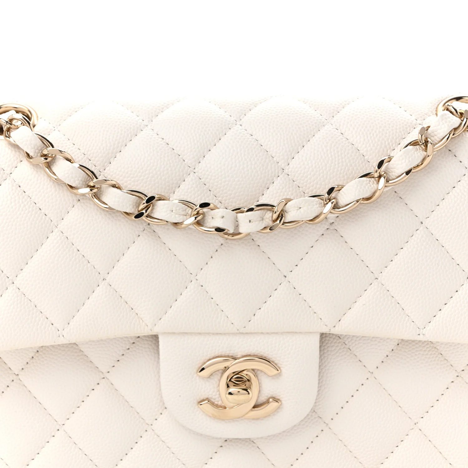Caviar Quilted Small Double Flap White