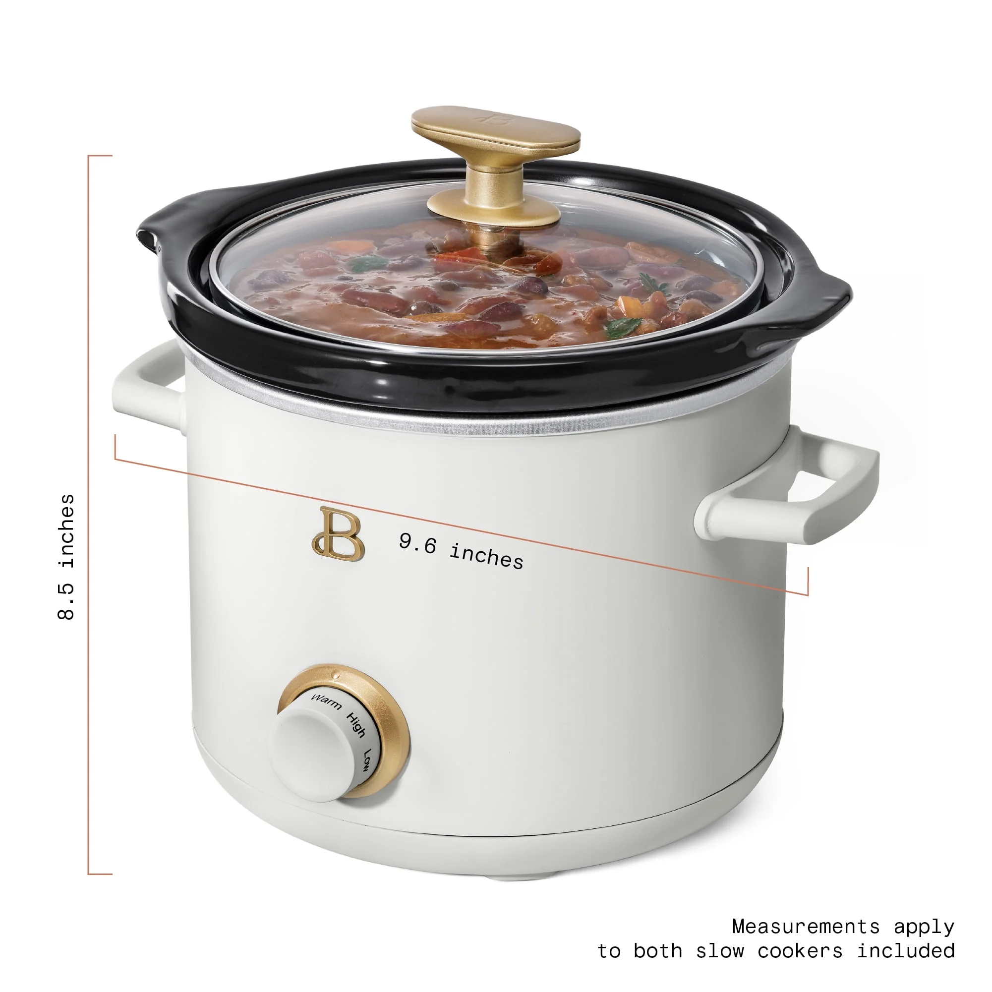 Beautiful 2 qt Slow Cooker Set, 2 Pack, White Icing and Merlot by Drew Barrymore, 19340, 100 W Image 6