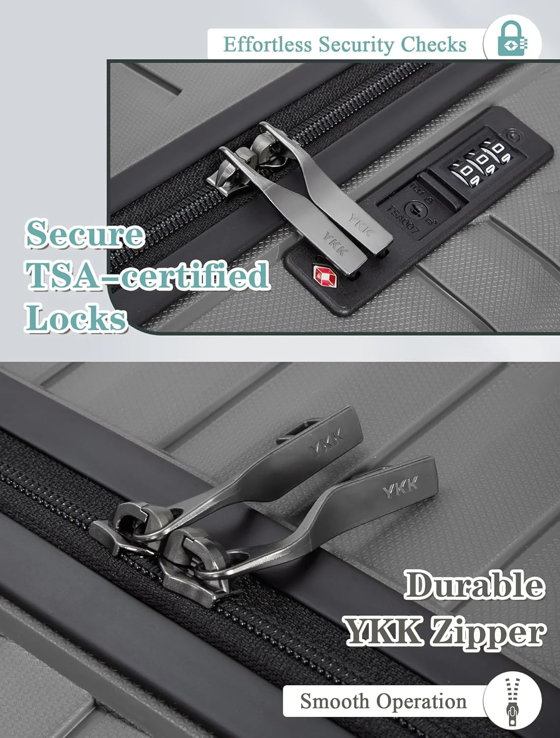 Ensemble de 5 valises à roulettes, valise rigide en ABS avec roulettes multidirectionnelles