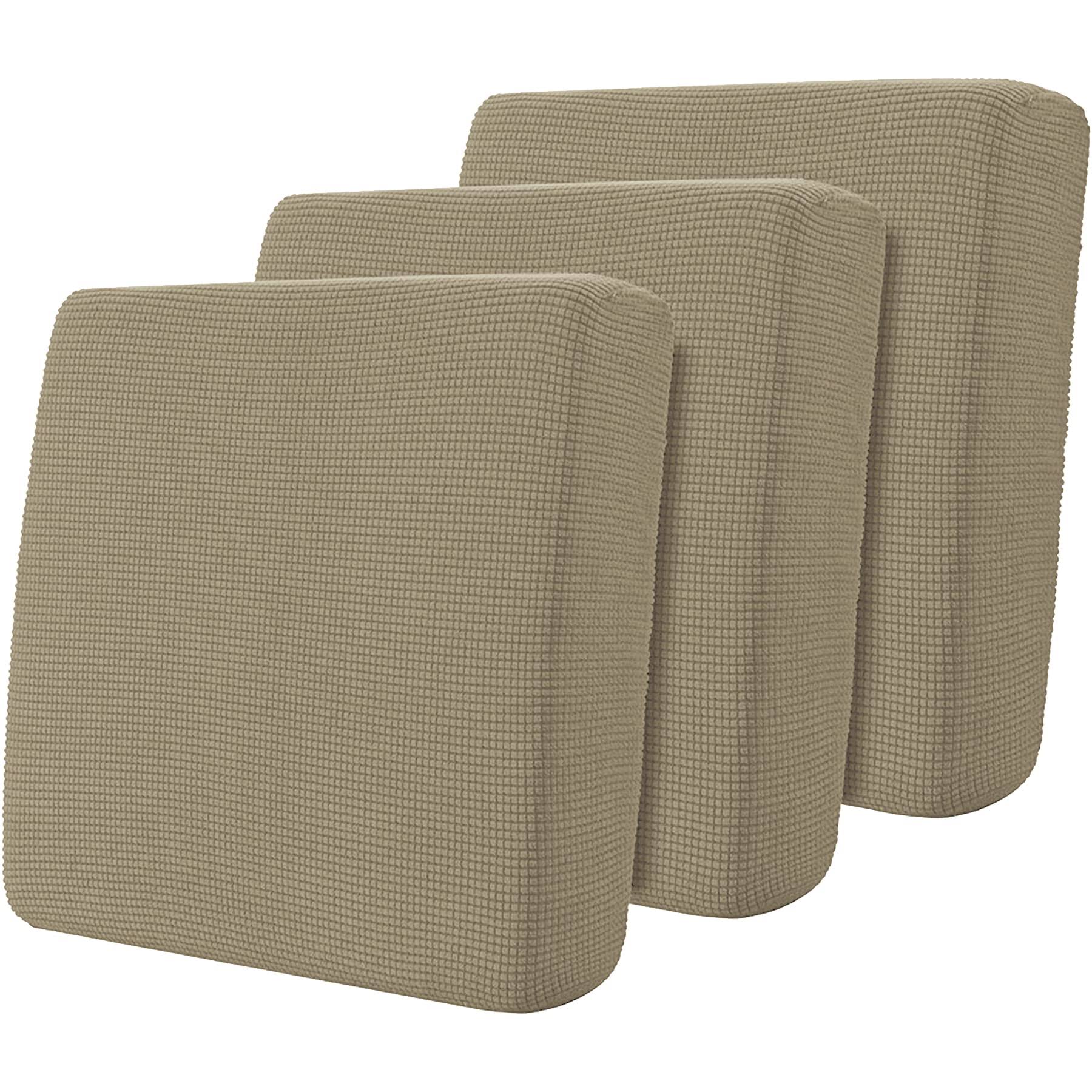 Hokway Stretch Individual Couch Cushion Slipcovers Reversible Cushion Protector Slipcovers Sofa Cushion Protector Covers(Sand,Small-3PC)