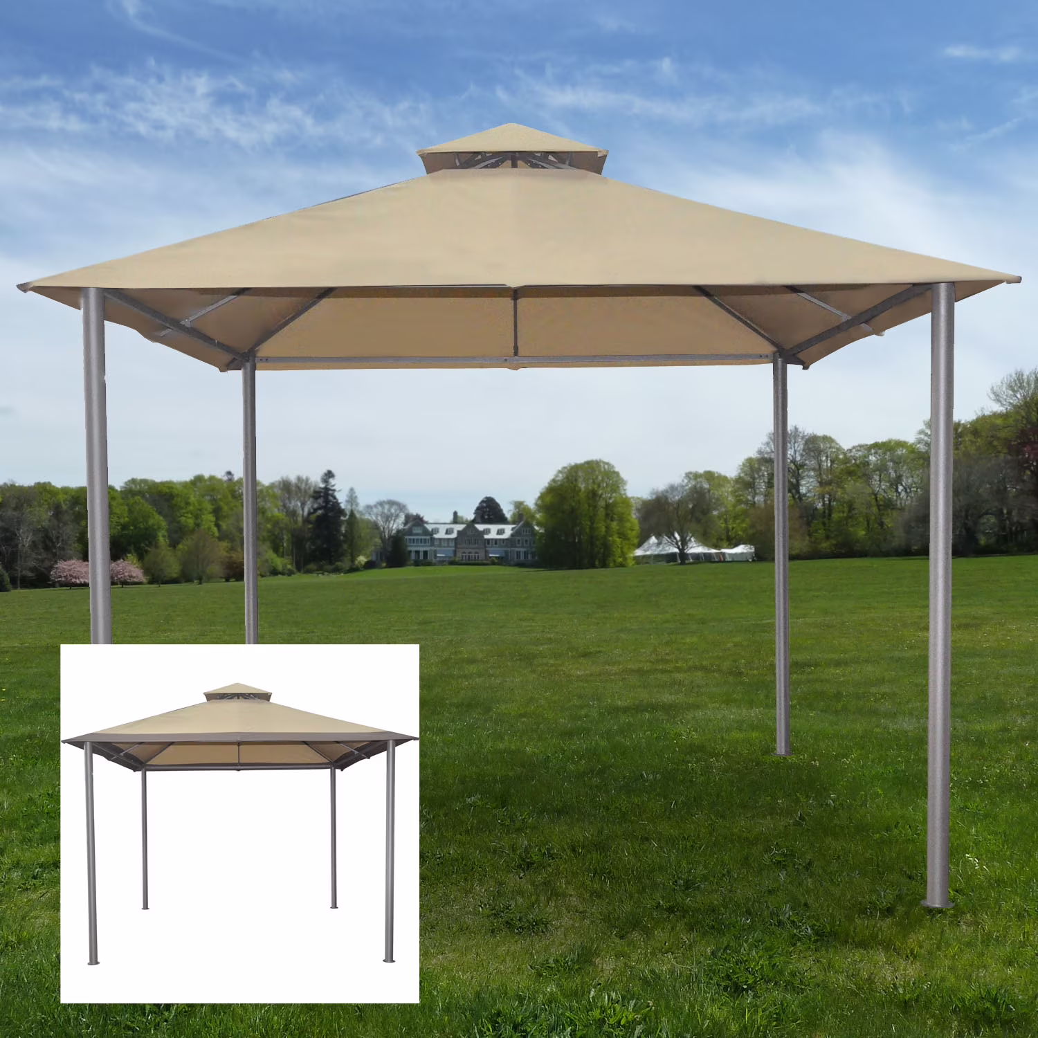 Garden Winds Replacement Canopy Top for the Walmart Savvi Gazebo - Riplock 350 (Beige)