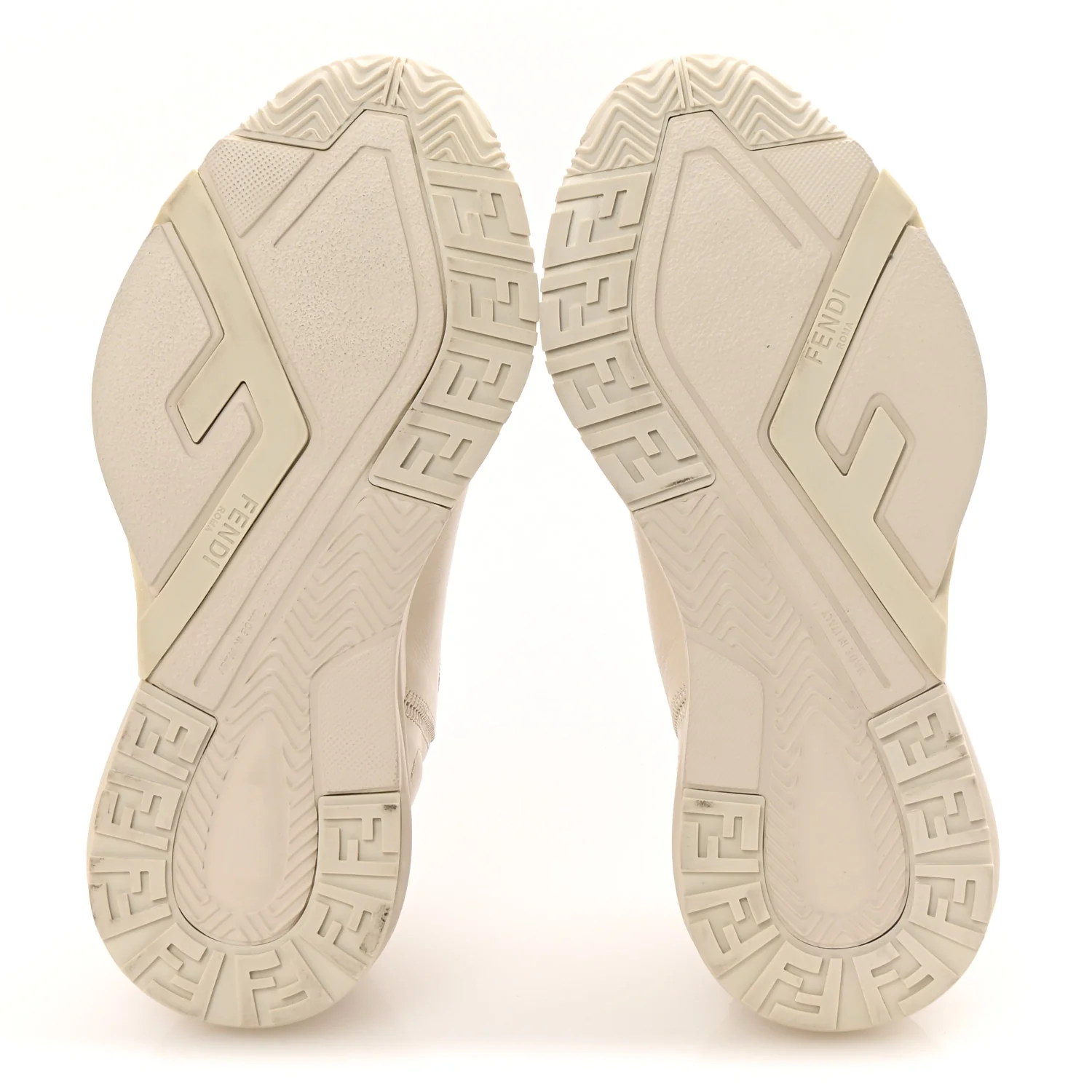 Calfskin Fabric FF Fendi Flow Low Top Sneakers 36 White