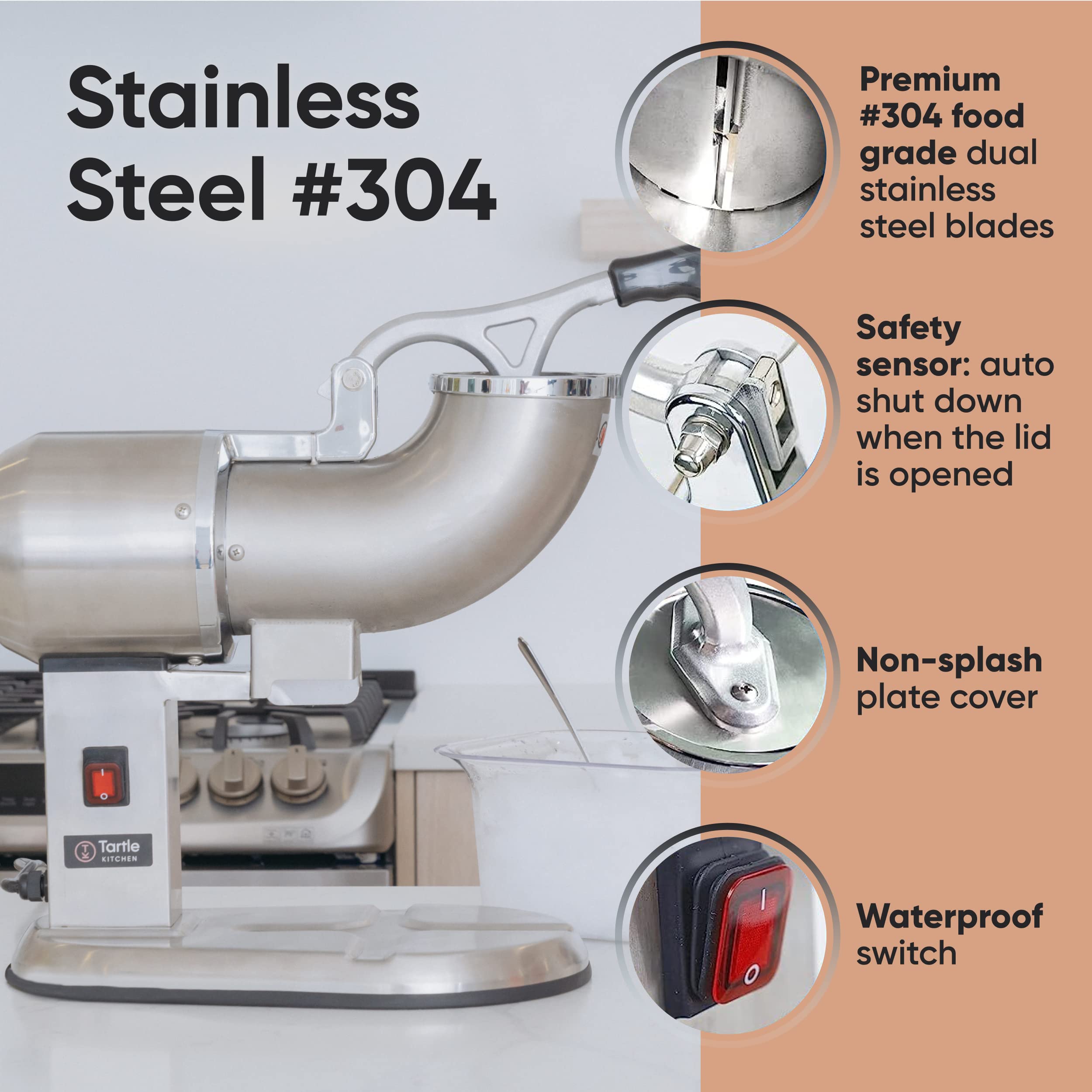 Ice Shaver, 440 lbs/h - Stainless Steel - Commercial, ETL NSF