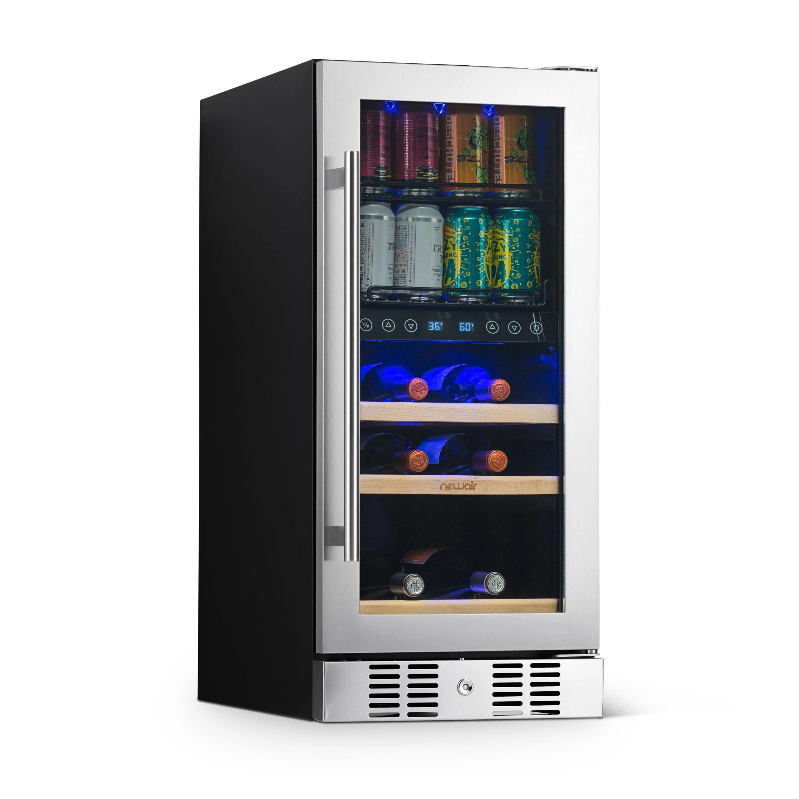 Newair 48-Can, 9-Bottle Built-in Dual Zone Beverage Fridge - 15