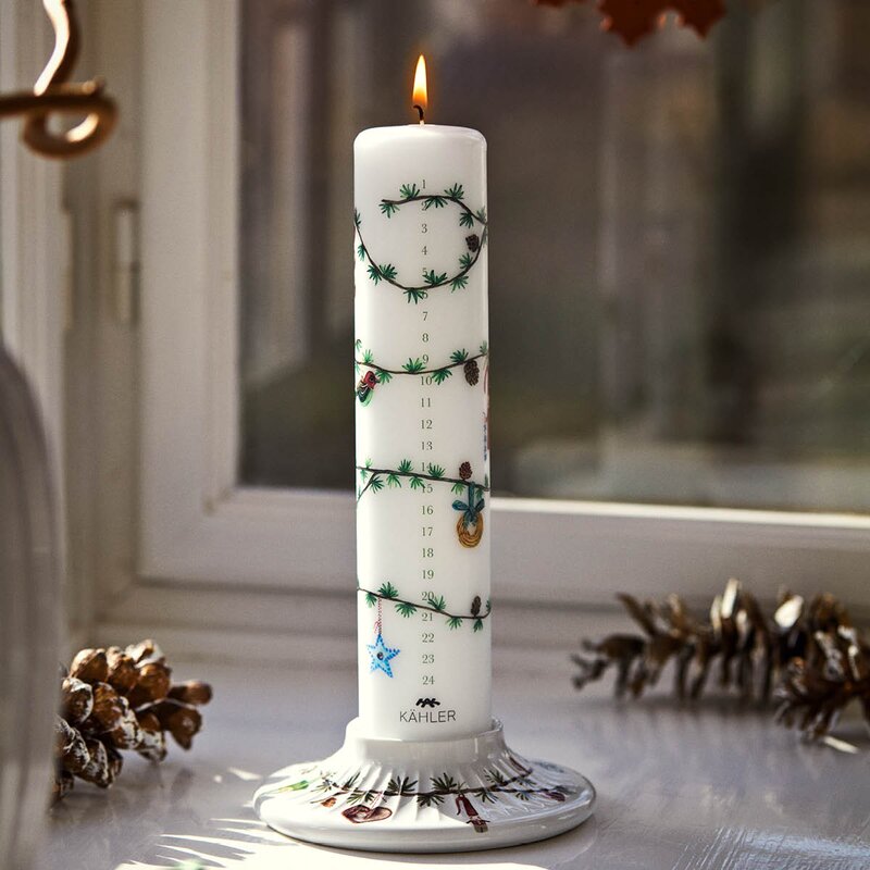 Hammershøi Christmas kalenderlys 2026 25 cm hvit m/dekor