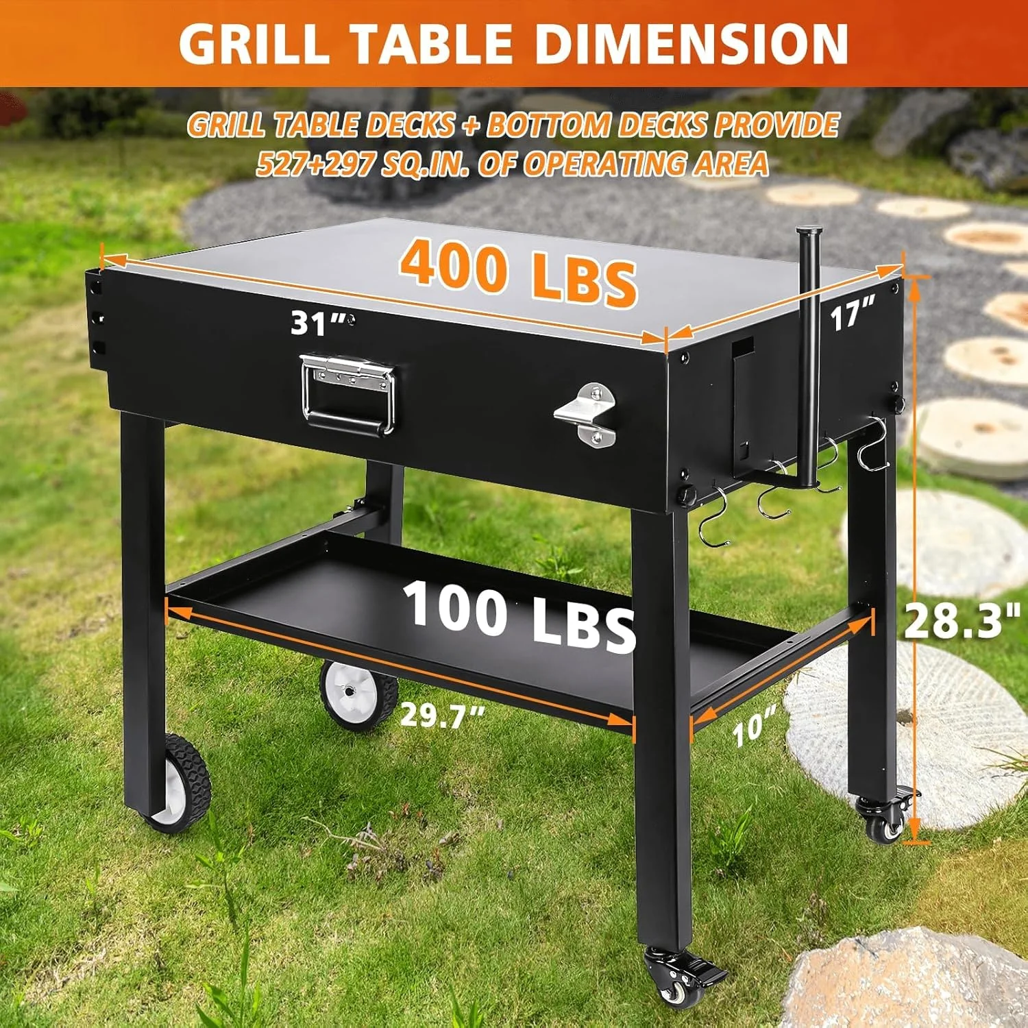 Foldable Grill Table Cart for Woodfire OG700, Portable Griddle,, Pizza Oven �C Portable Outdoor BBQ Prep Stand with Caddy, Ideal for Camping and Tailgating - Image 3