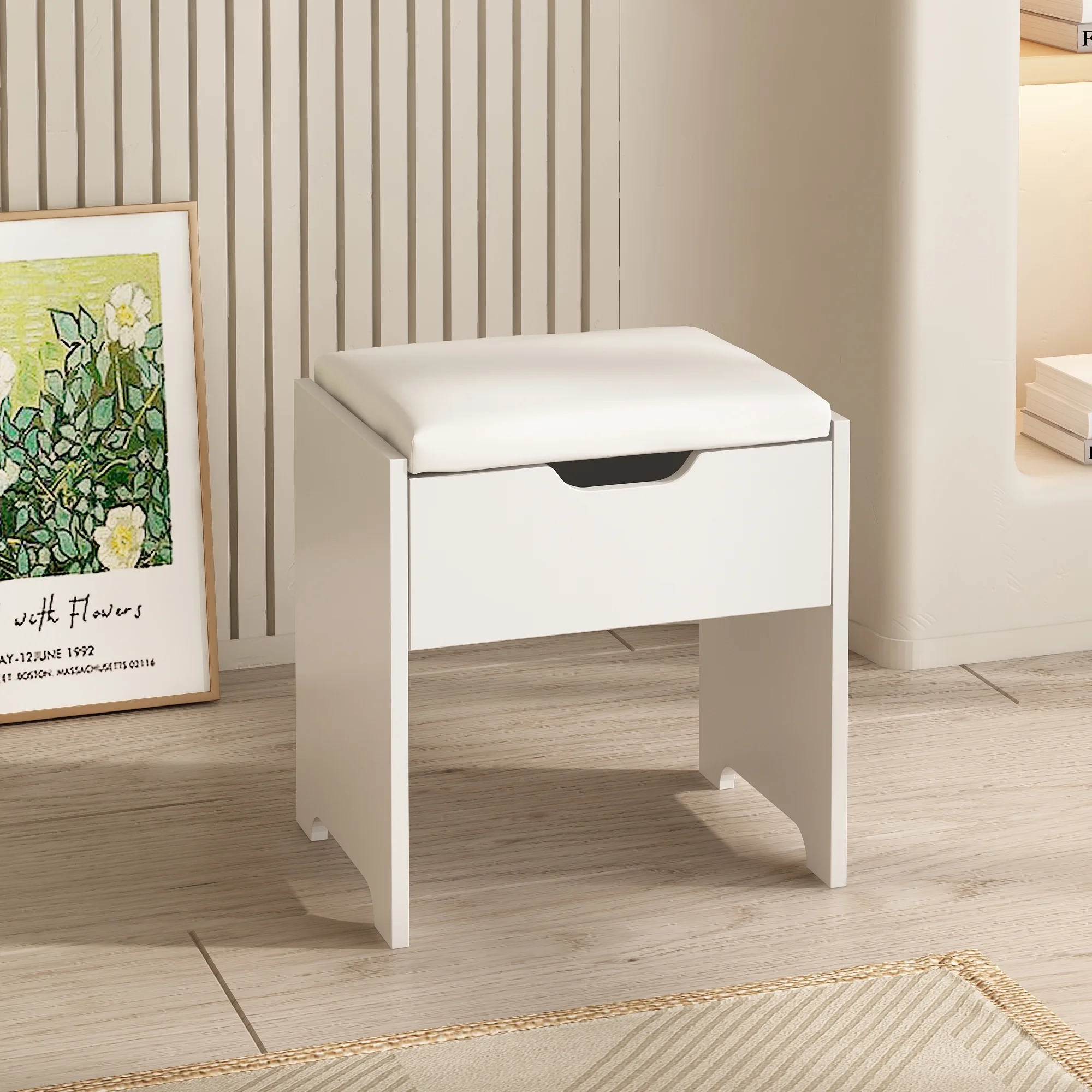 Large Makeup Vanity Set with Light Modern Makeup Vanity Table with Storage and Adjustable Lighting Colors for Bedroom 45.2in, White(White) - Image 10