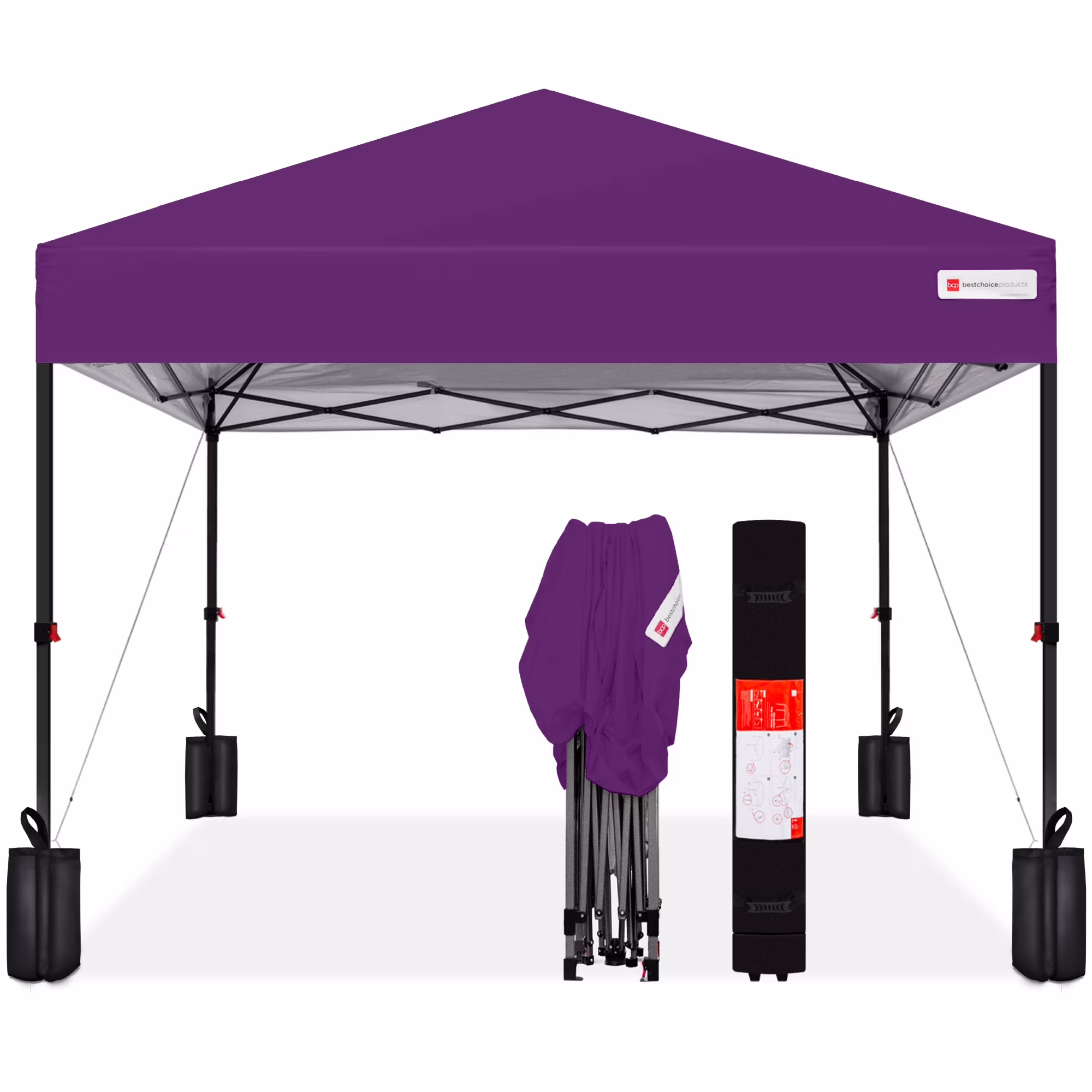 12x12ft Easy Setup Pop Up Canopy w/ 1-Button Setup, Wheeled Case, 4 Weight Bags Navy Blue(Navy Blue) - Image 9