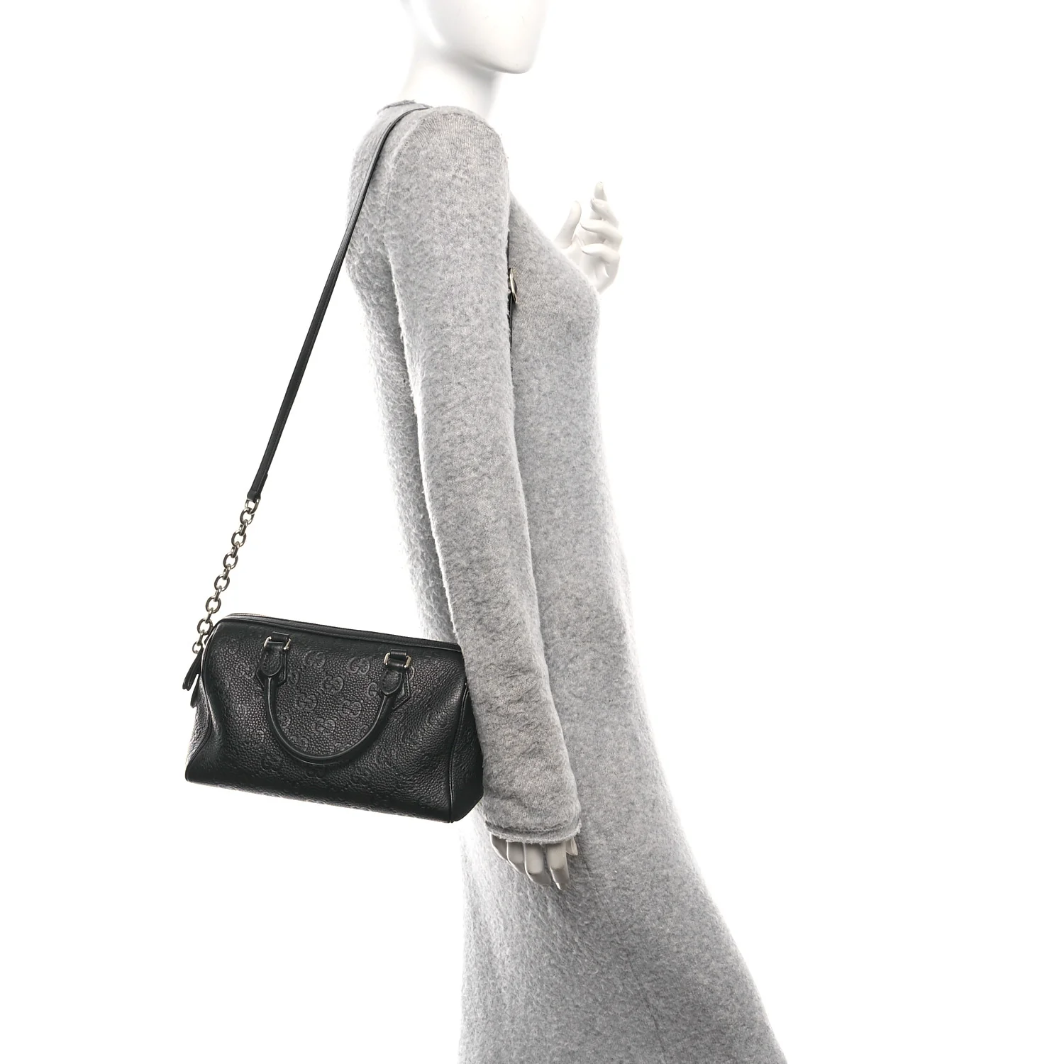 Calfskin GG Emblem Small Top Handle Bag Black