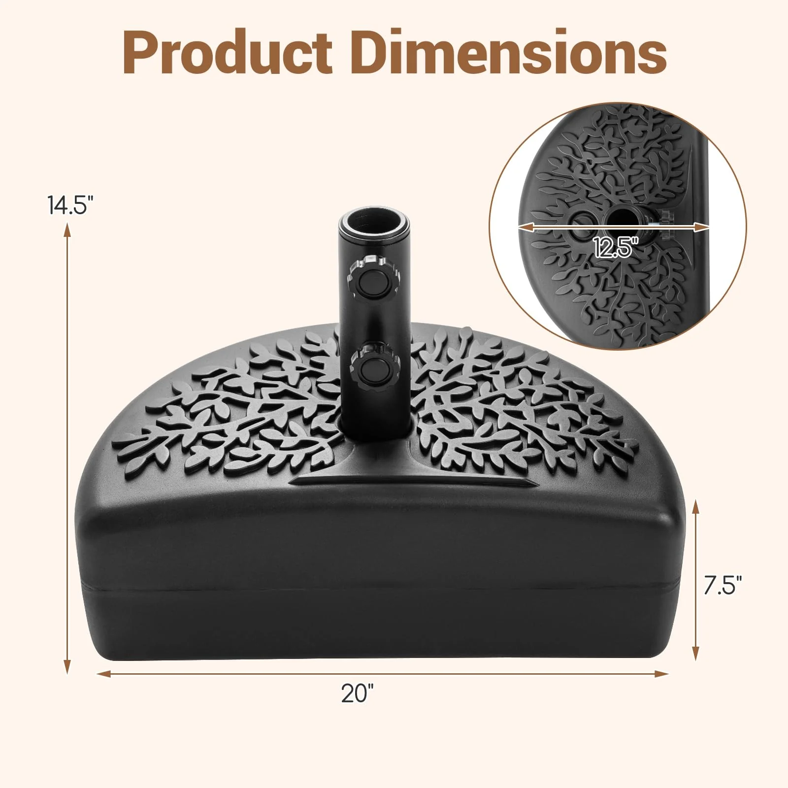 Tangkuls 55 LBS Half Round Umbrella Base