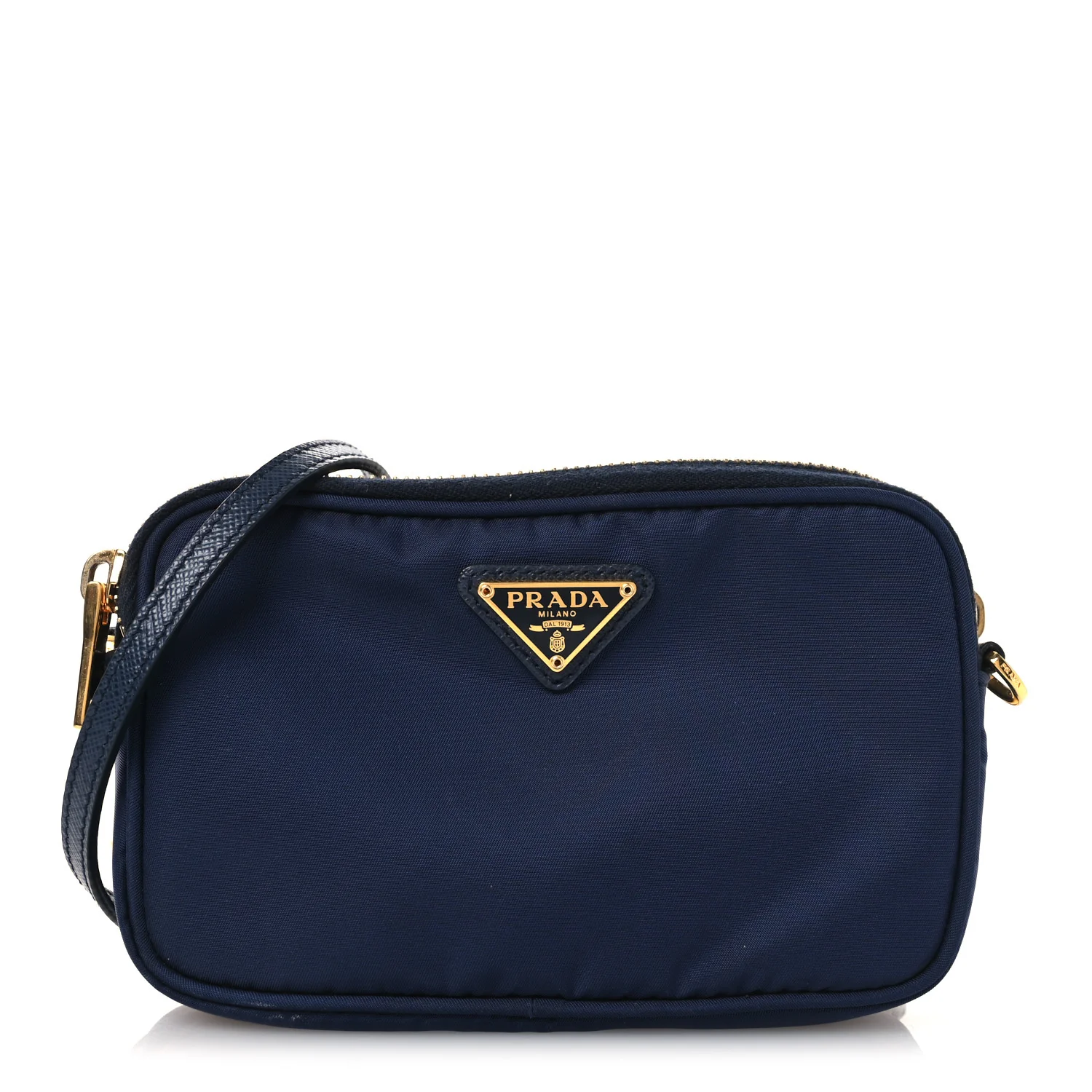 Tessuto Nylon Saffiano Mini Camera Crossbody Royal