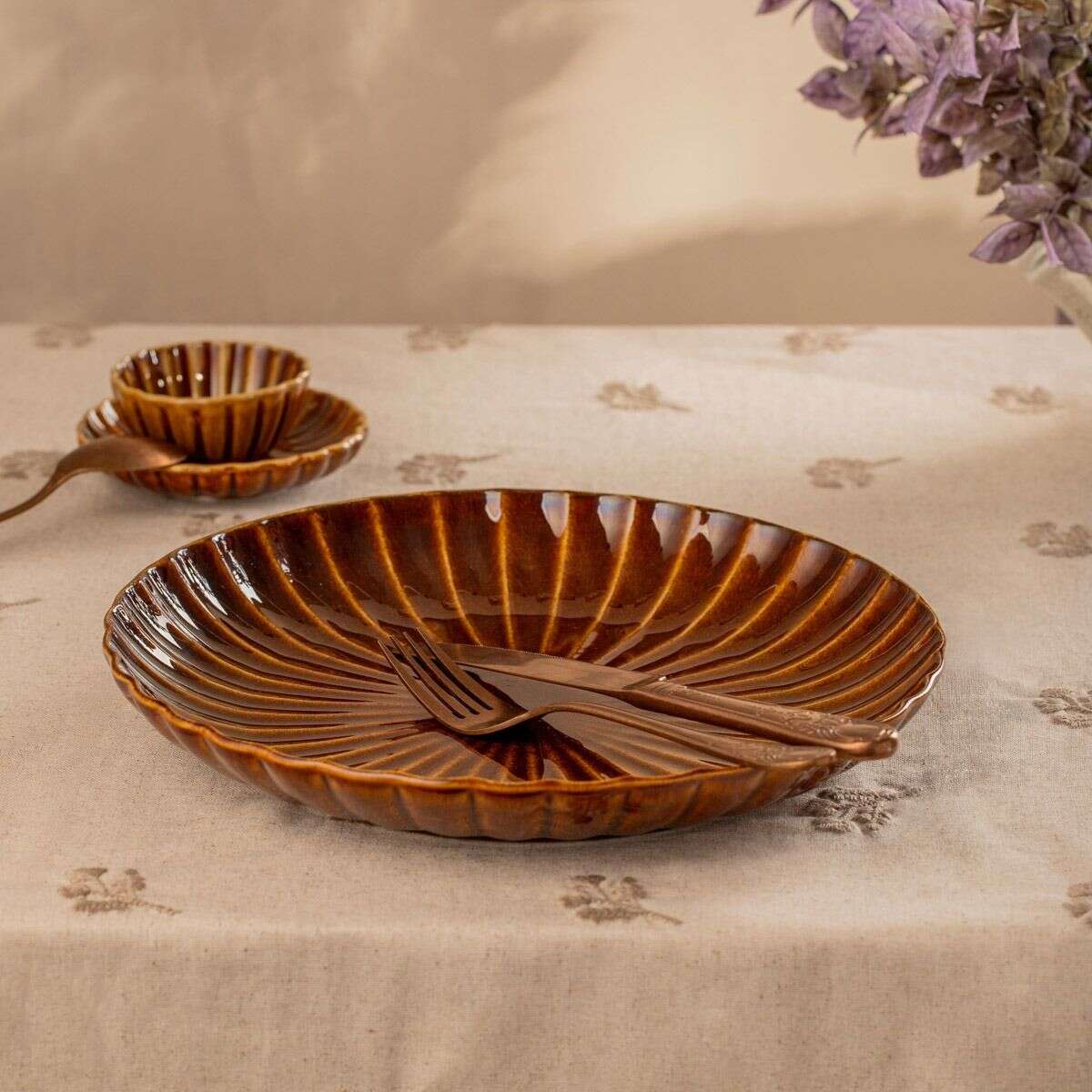 Talerz MELIDA obiadowy bursztynowy 27 cm