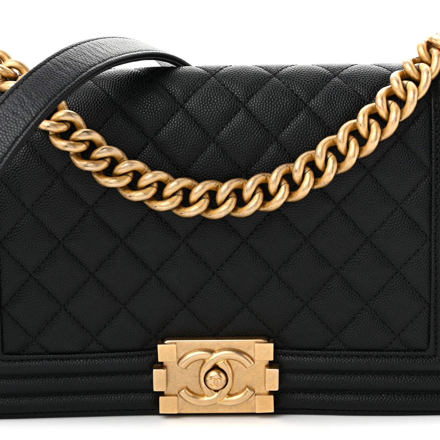 Caviar Quilted Medium Boy Flap Black
