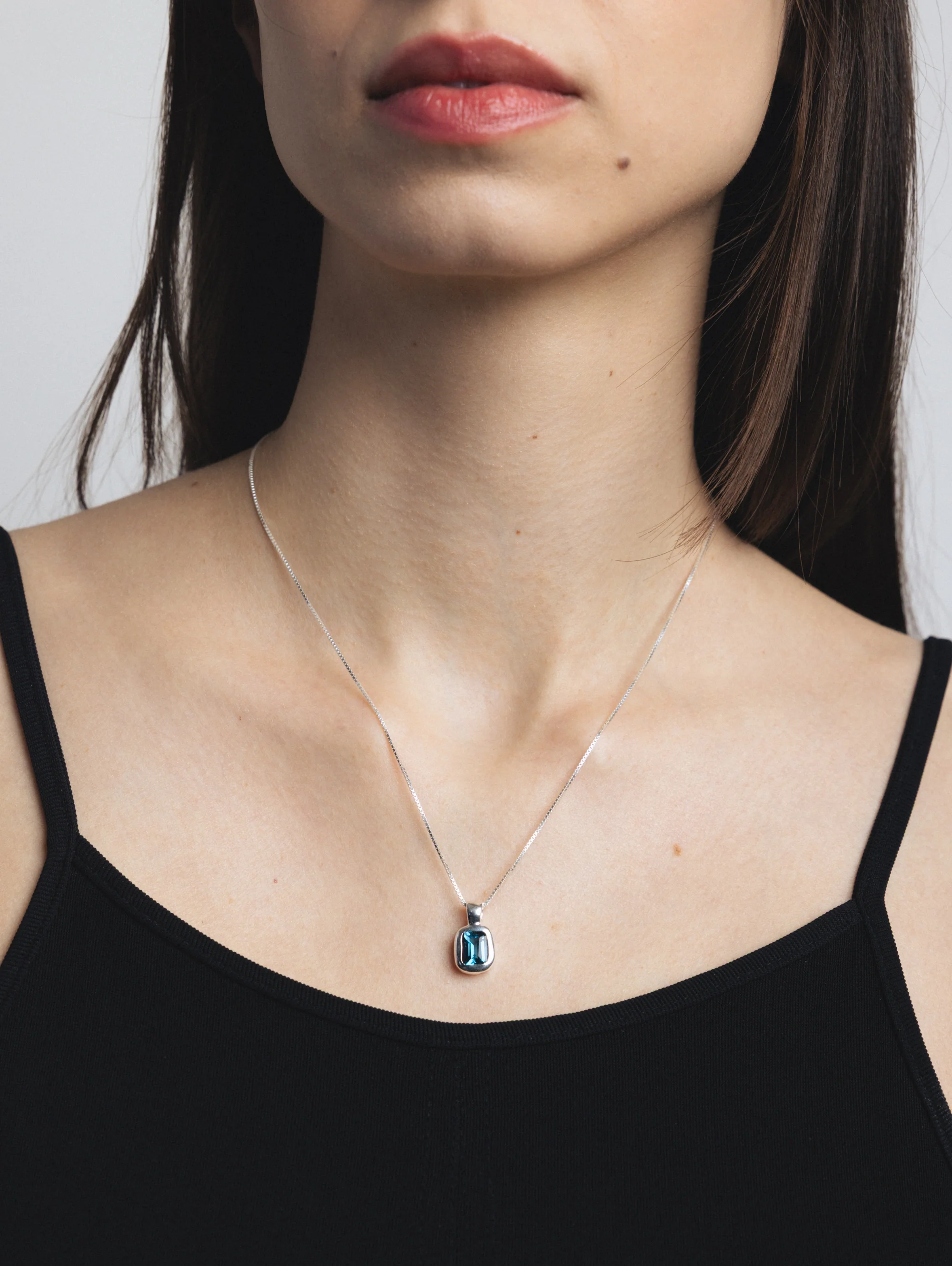 Freya Necklace in Blue Topaz and Sterling Silver