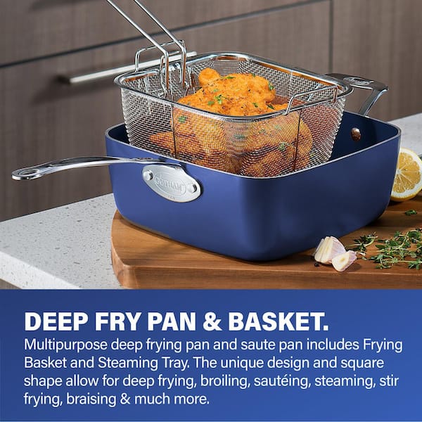 Classic Blue 20 Piece Aluminum Ultra Durable Non Stick Diamond Infused Cookware and Bakeware Set Image 3