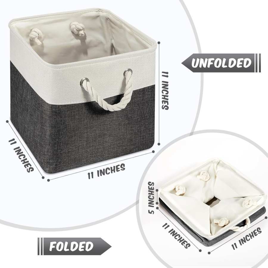 6 Pcs 11 X 11 Inch Cube Storage Bins Fabric Cube Storage Organizer Bins Foldable Storage Cube Baskets With Sturdy Carry Handles Multipurpose