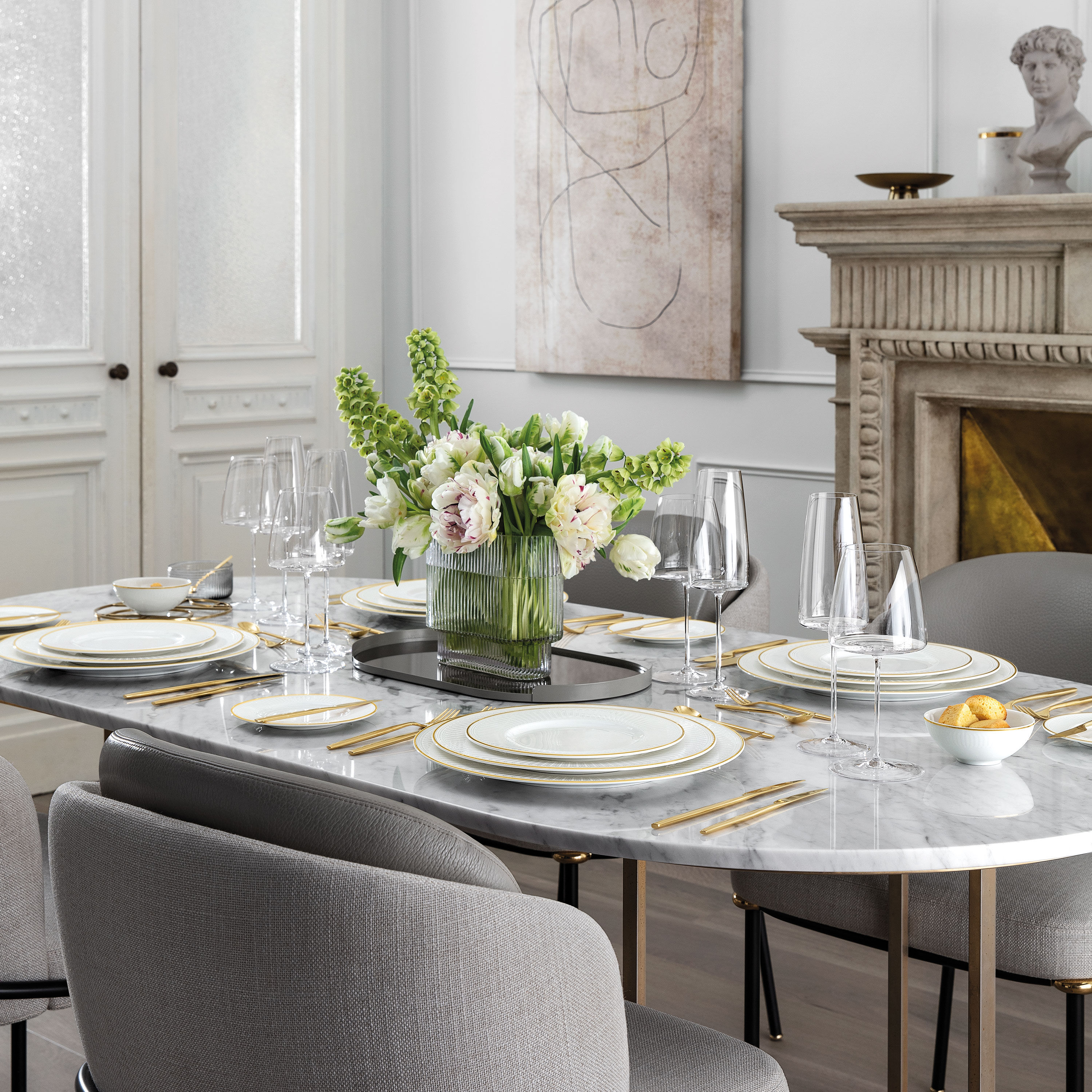 Chateau Septfontaines Serving Platter - White, 16.3'' x 11.3'', Premium Bone Porcelain