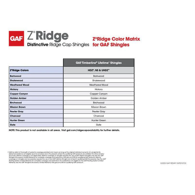 GAF Z-Ridge Distinctive Hip & Ridge Cap Shingles, Mission Brown, 33.3 lin. ft. per Bundle (72-Pieces)