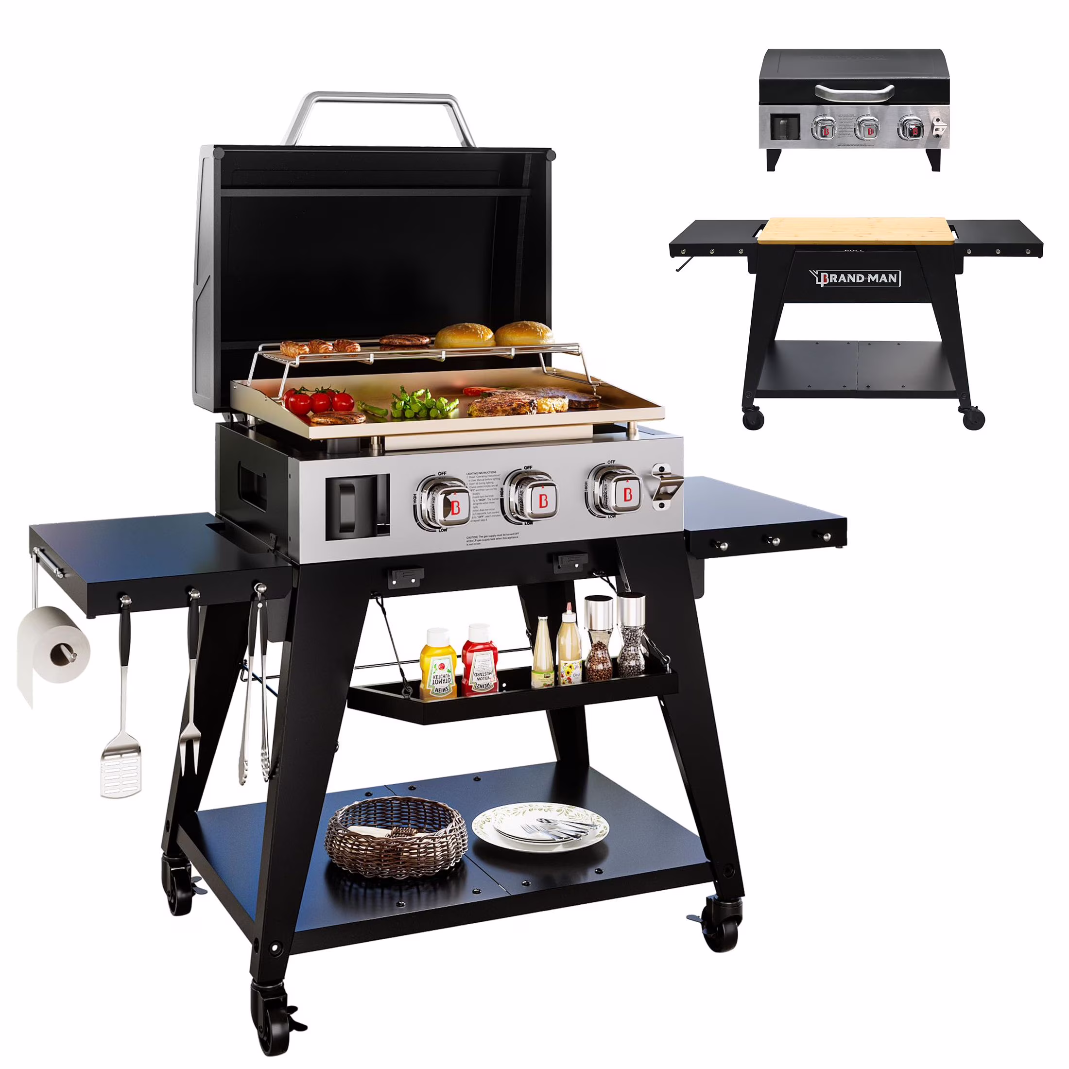 Grills 2-Burner Portable Propane Gas Tabletop Griddle, 22-Inch, 18,000 BTU, Steel(2 Burner+Lid) - Image 5