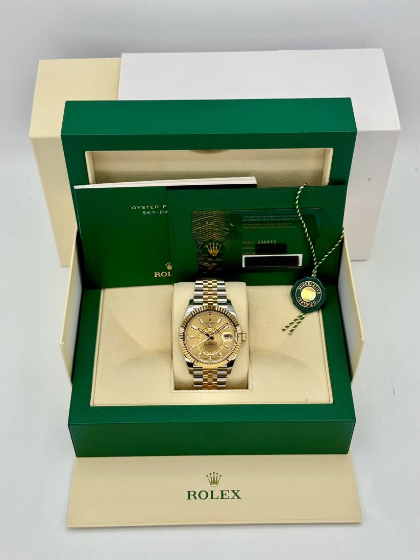 [Super Clone]RLX  Sky-Dweller 42mm Two-Tone Yellow Gold Champagne Dial Jubilee - 336933 - New 2025