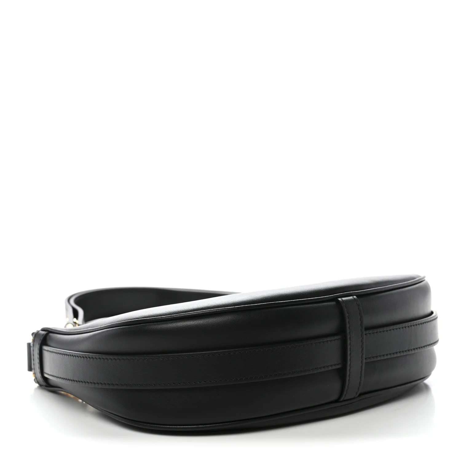 Smooth Calfskin Medium Strap Ava Shoulder Bag Black