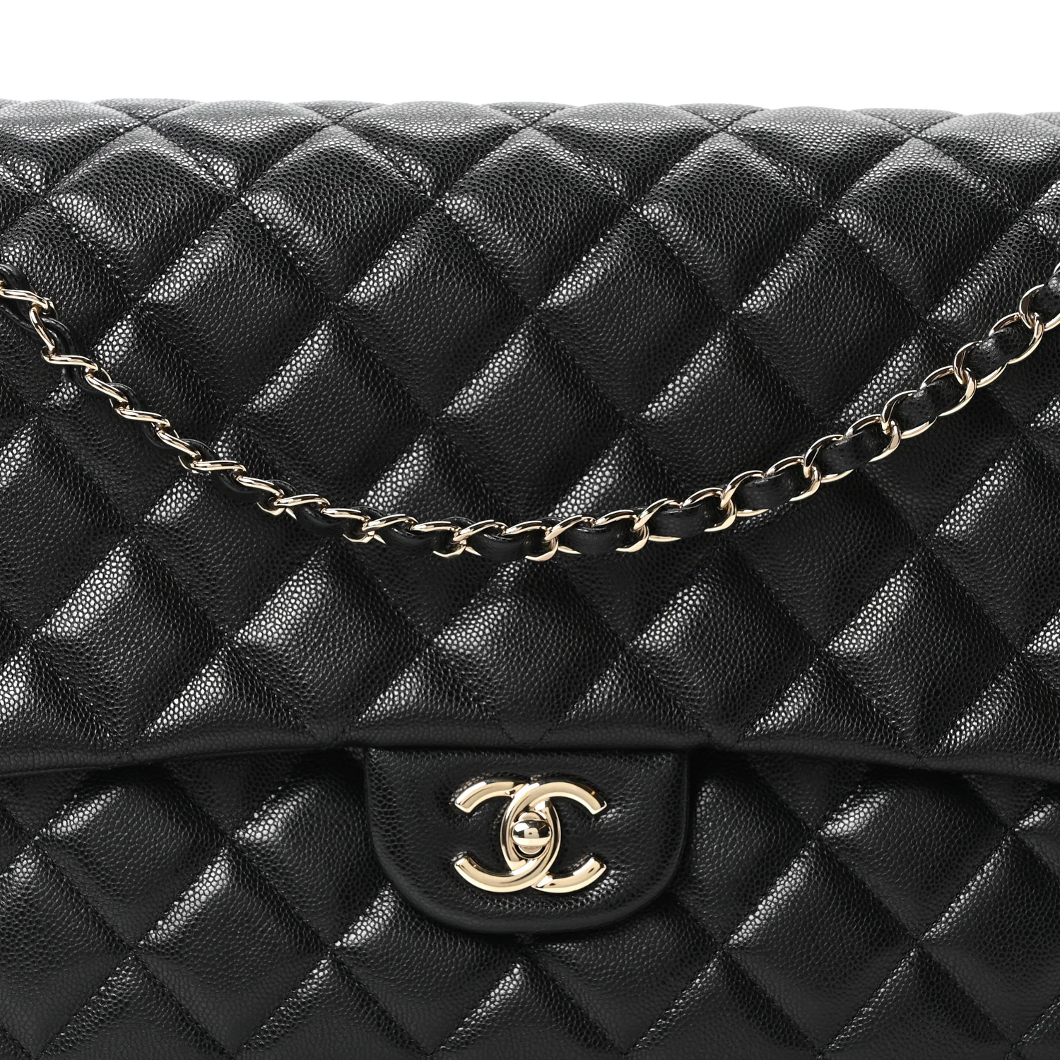 Caviar Quilted XXL Travel Flap Bag Black
