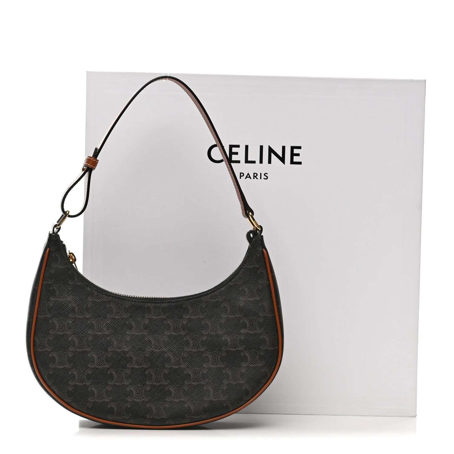 Triomphe Canvas Calfskin Ava Shoulder Bag Tan