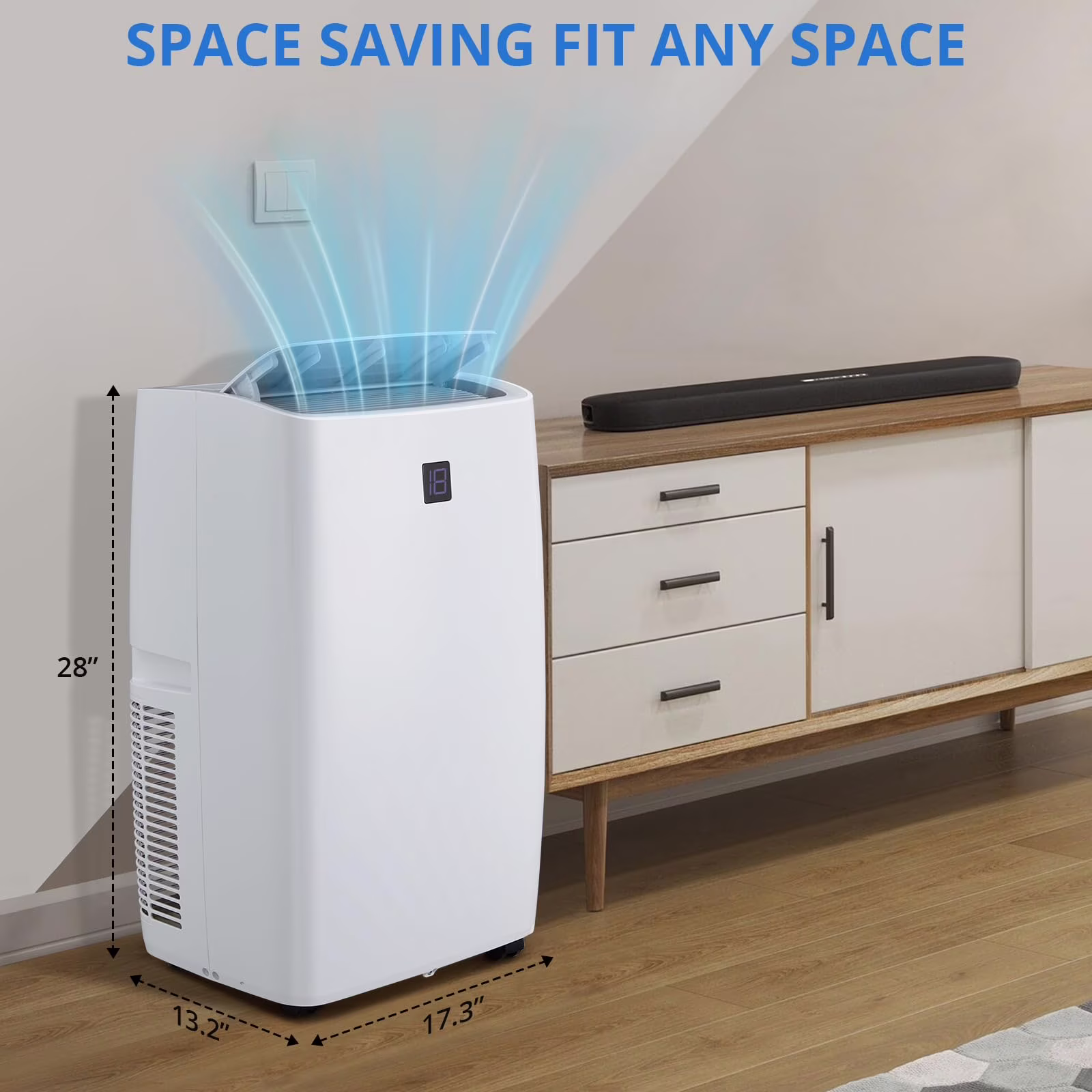 TROPOW 14000BTU Portable Air Conditioners Cool up to 750 Sq.ft, 4 in 1 Portable AC Unit with Remote Control/Dehumidifier/3 Speeds Fan/Sleep Mode for Living Room, Bedroom, Office