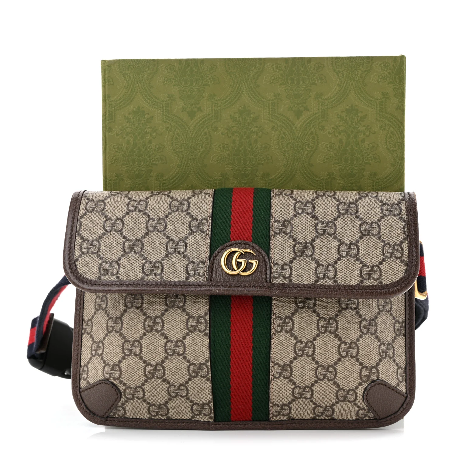 GG Supreme Monogram Web Small Ophidia Belt Bag Brown