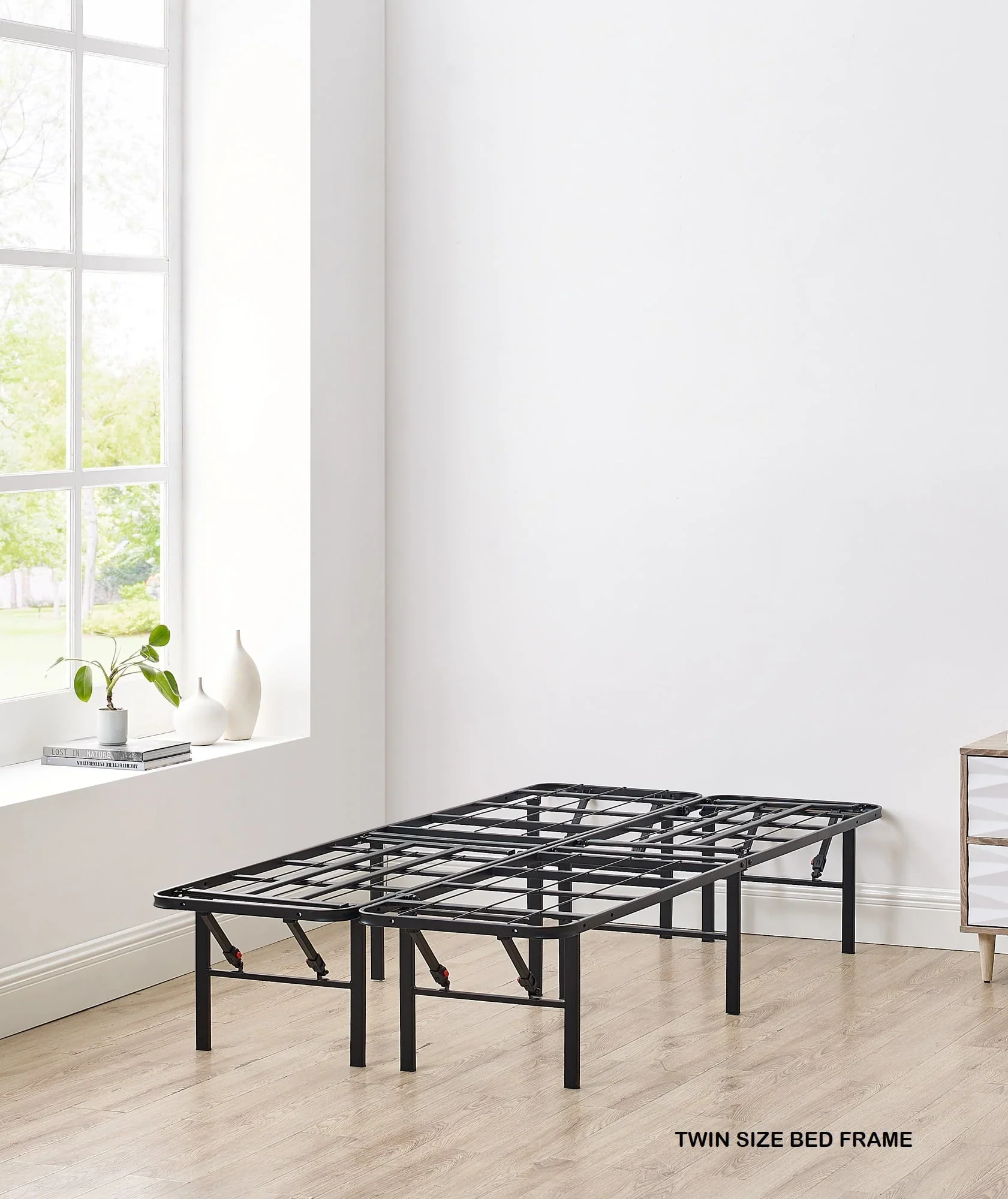 Allswell 14 High Convertible Platform Metal Bed Frame, Twin/Full, Black