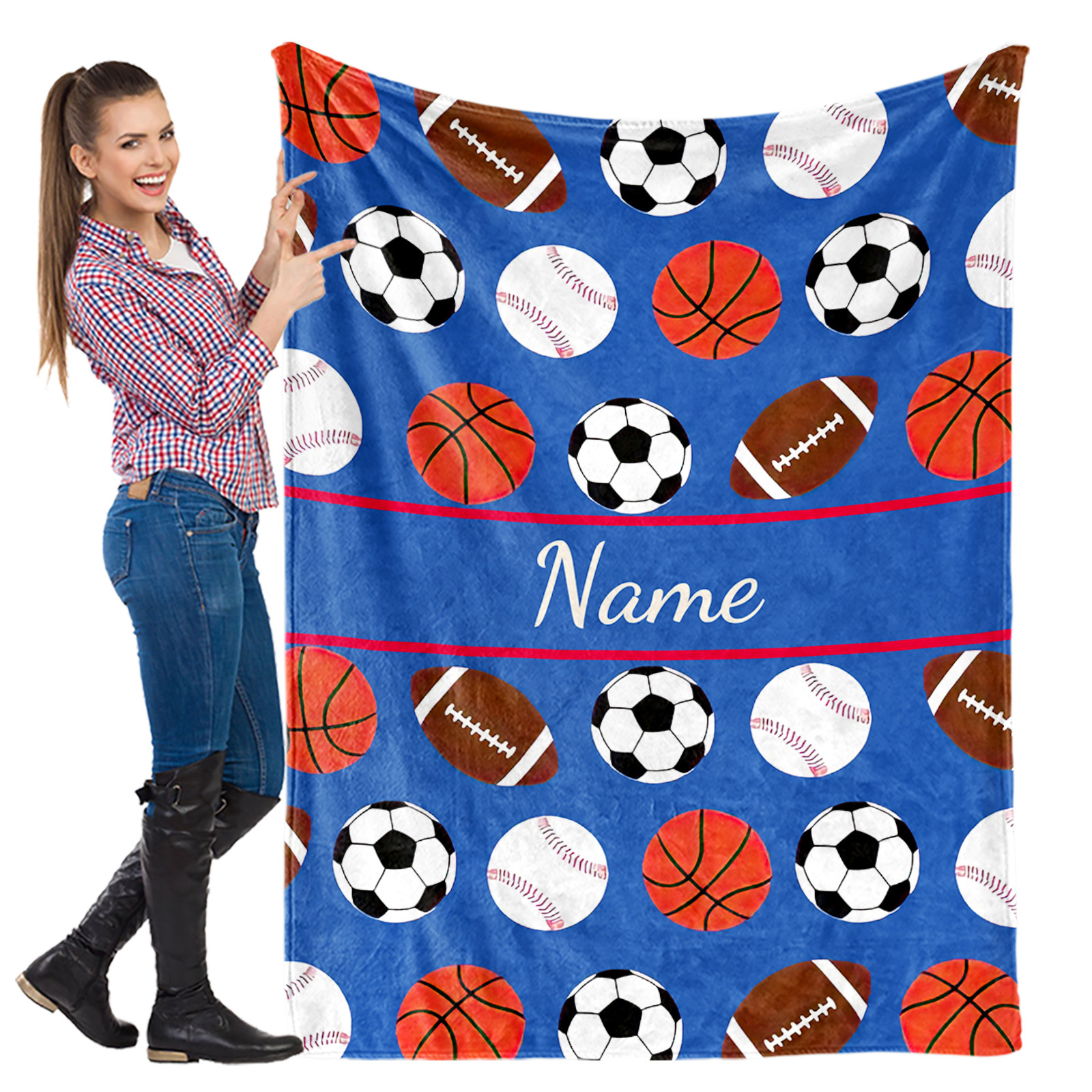 Custom name blanket, sports-style flannel blanket, suitable as a gift for friends, relatives, or loved ones who enjoy sports, perfect for holidays or birthdays. - wanlinfang