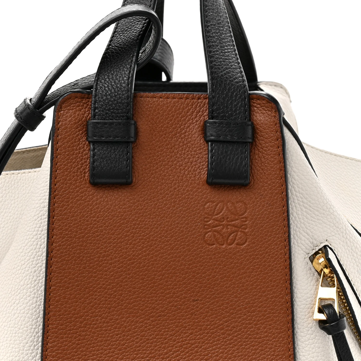 Calfskin Small Hammock Shoulder Bag Tan Ivory Black