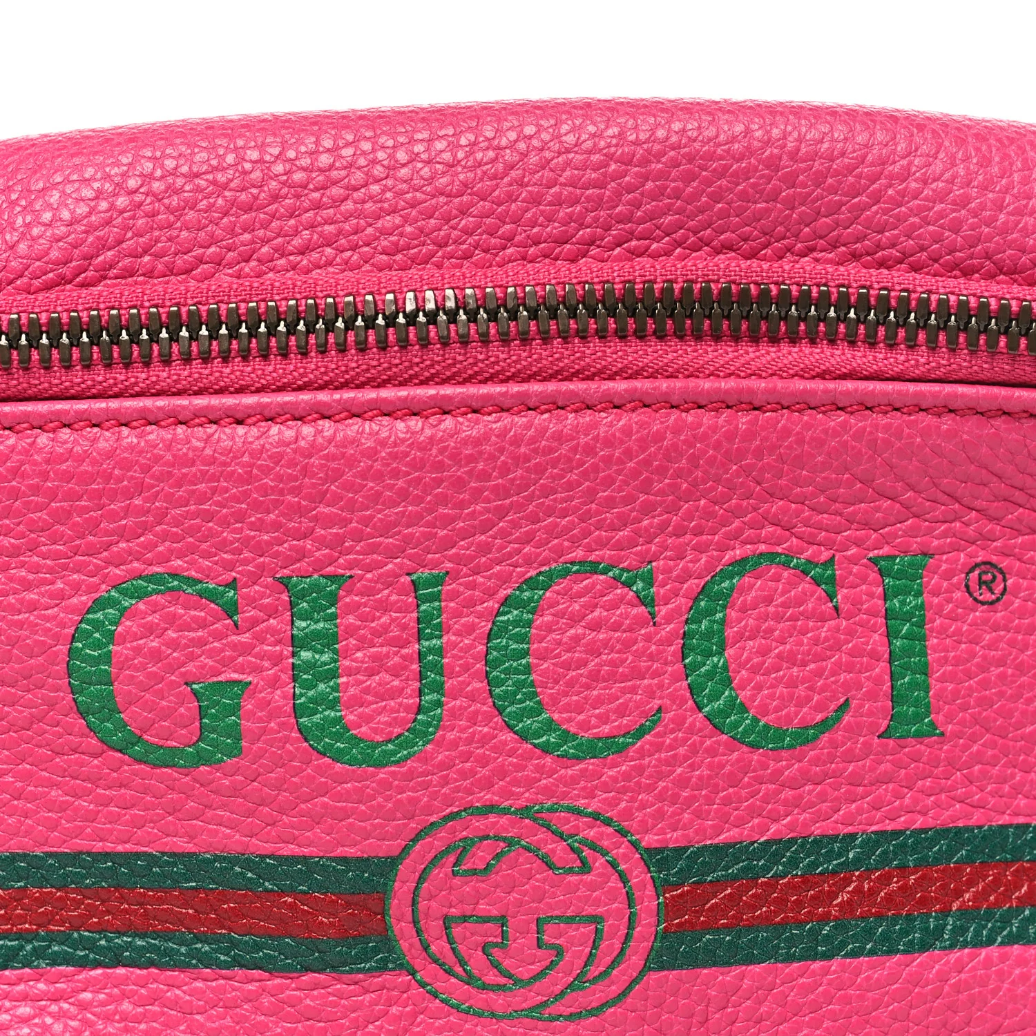 Grained Calfskin Small Logo Belt Bag Box Pink Green