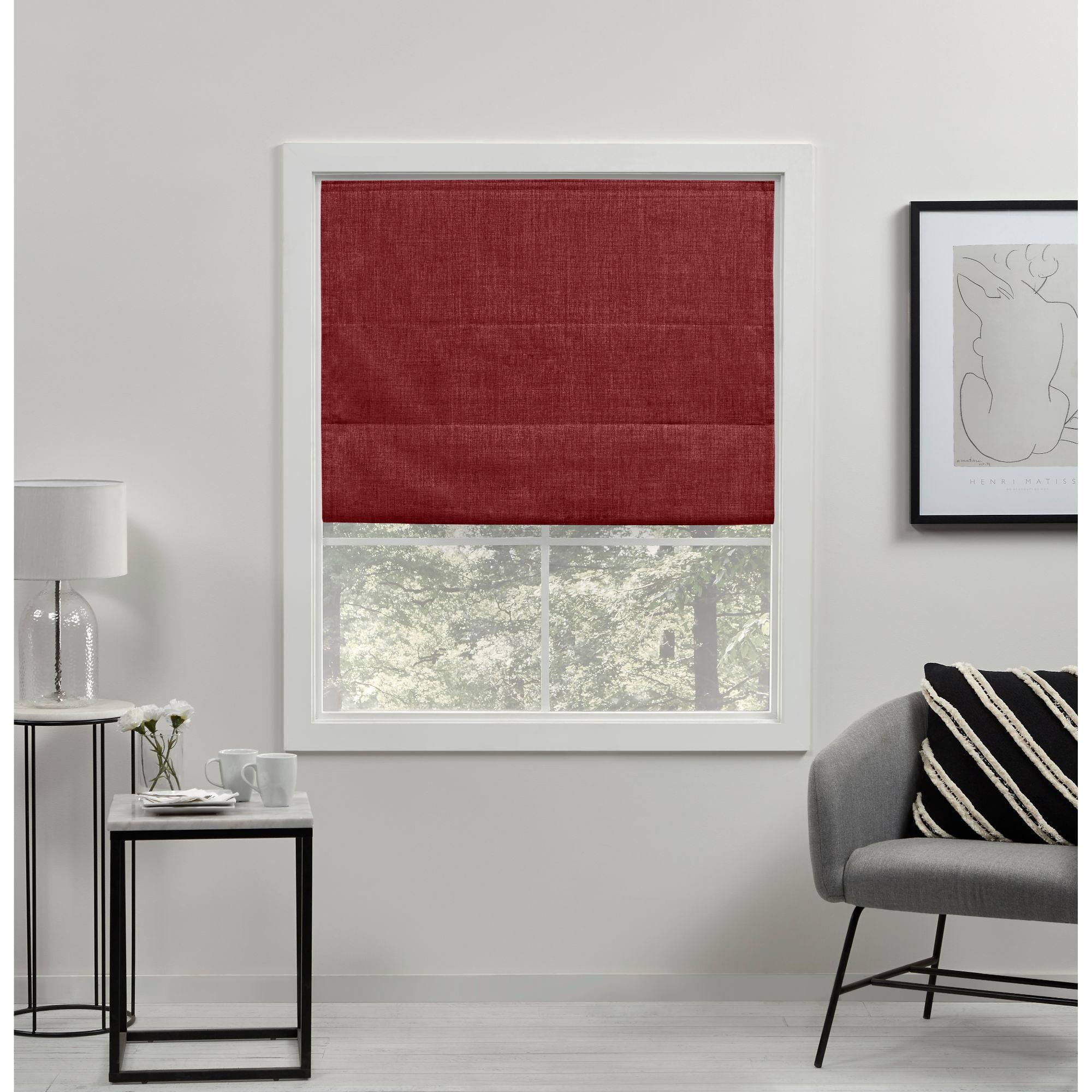 Exclusive Home Curtains Acadia 100% Blackout Roman Shade, Red, 23x64