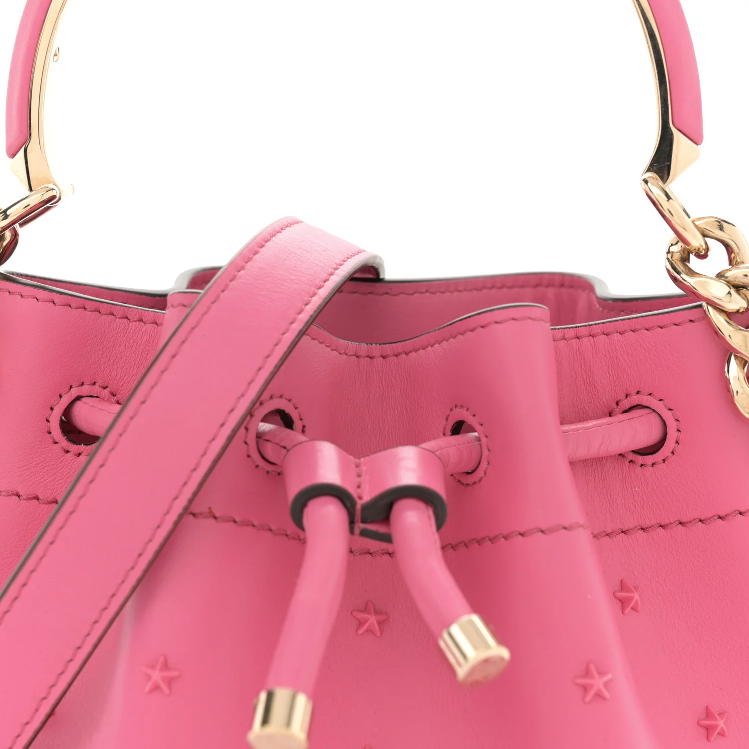 Calfskin Star Studded Bon Bon Bucket Bag Candy Pink