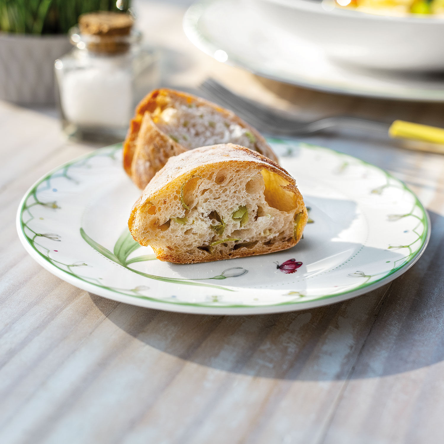 Colourful Spring Appetizer/ Bread Plate - Green, 6.3'', Premium Porcelain