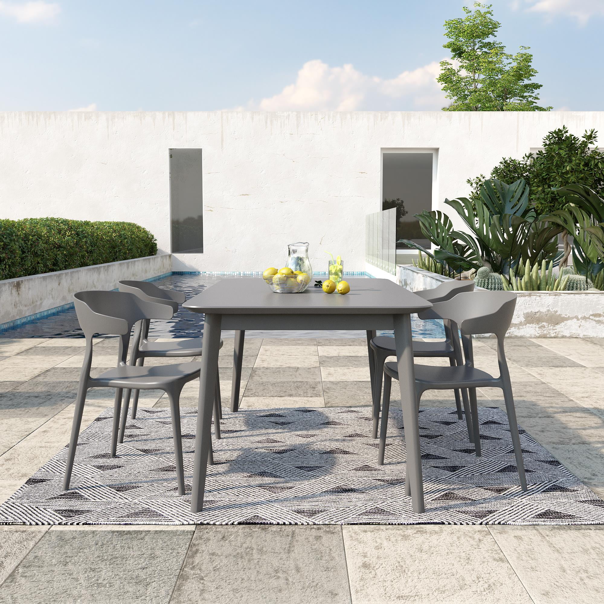 Poolside Collection, Felix Stacking Dining Chairs, Indoor/Outdoor, 4-Pack, Charcoal(Charcoal) - Image 2
